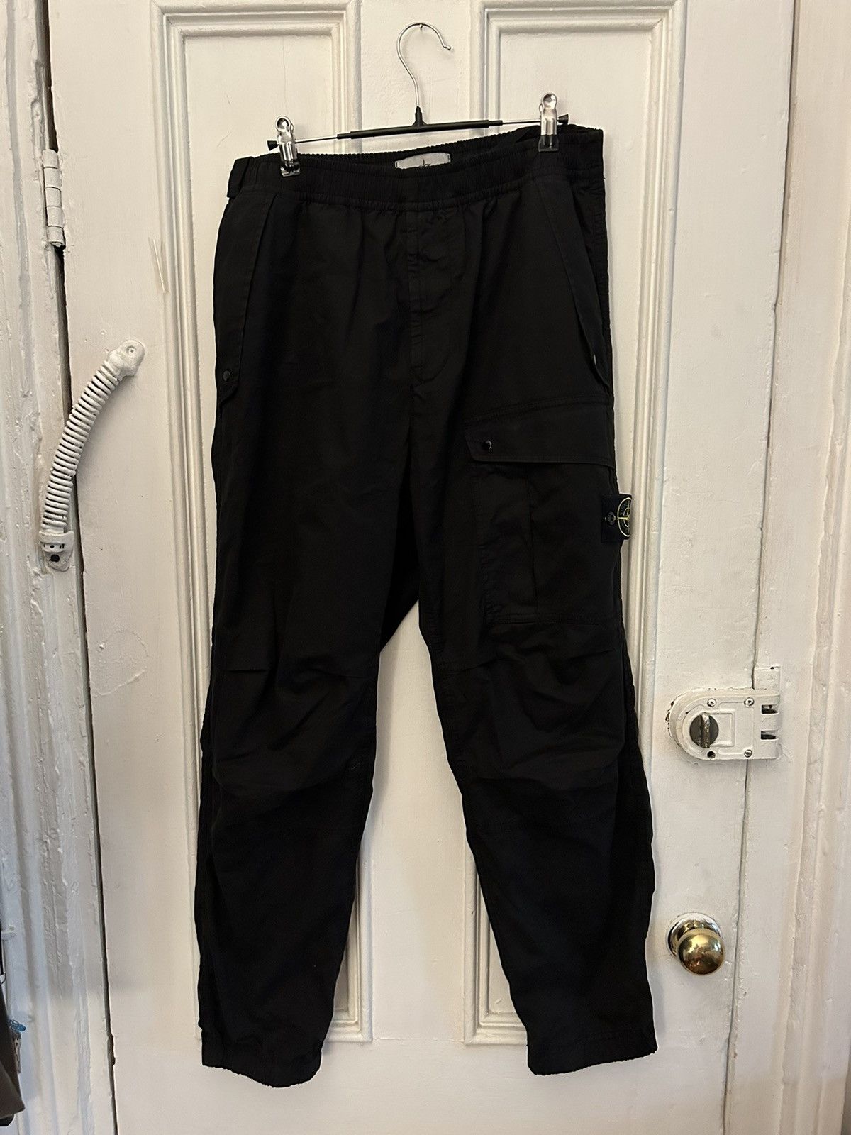 image of Stone Island New Season Black Cargo Joggers, Men's (Size 30)