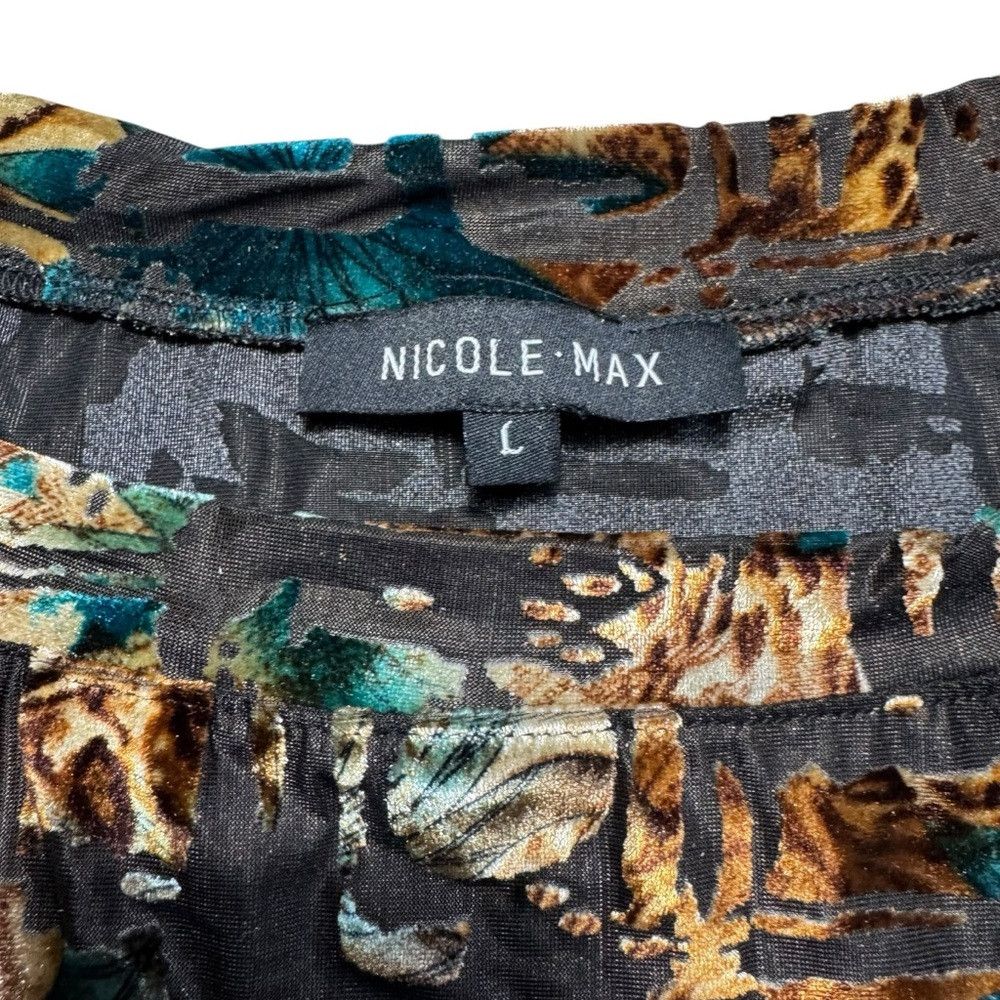 Other Nicole Max Velvet Burnout Long Sleeve Asymmetrical Hem Top Size L / US 10 / IT 46 - 7 Thumbnail
