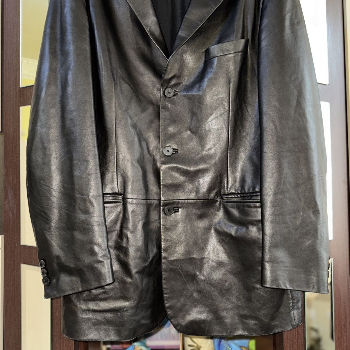 Hugo Boss Vintage 90s Hugo Boss Leather Jacket Coat Size US XL / EU 56 / 4 - 4 Thumbnail