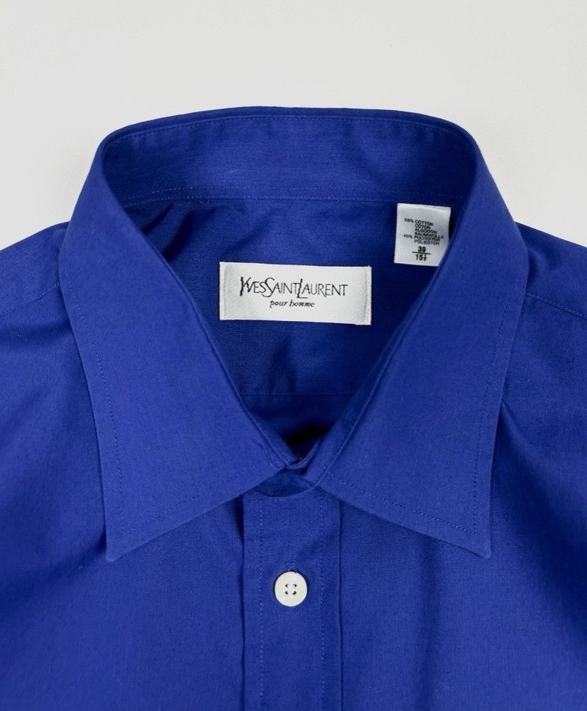 Yves Saint Laurent YSL Logo Button Up - Electric Blue Size US M / EU 48-50 / 2 - 5 Thumbnail