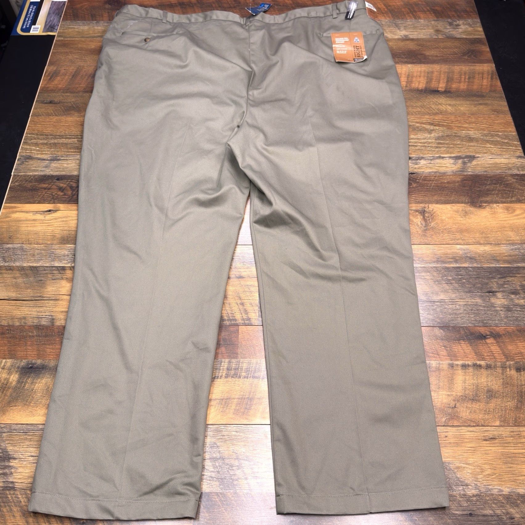 Haggar Haggar Pants Khaki Classic Fit Big & Tall 60x34 Olive Green Cotton Twill No Iron W2W Work To Weekend Straight Leg Mens Size US 44 / EU 60 - 3 Thumbnail
