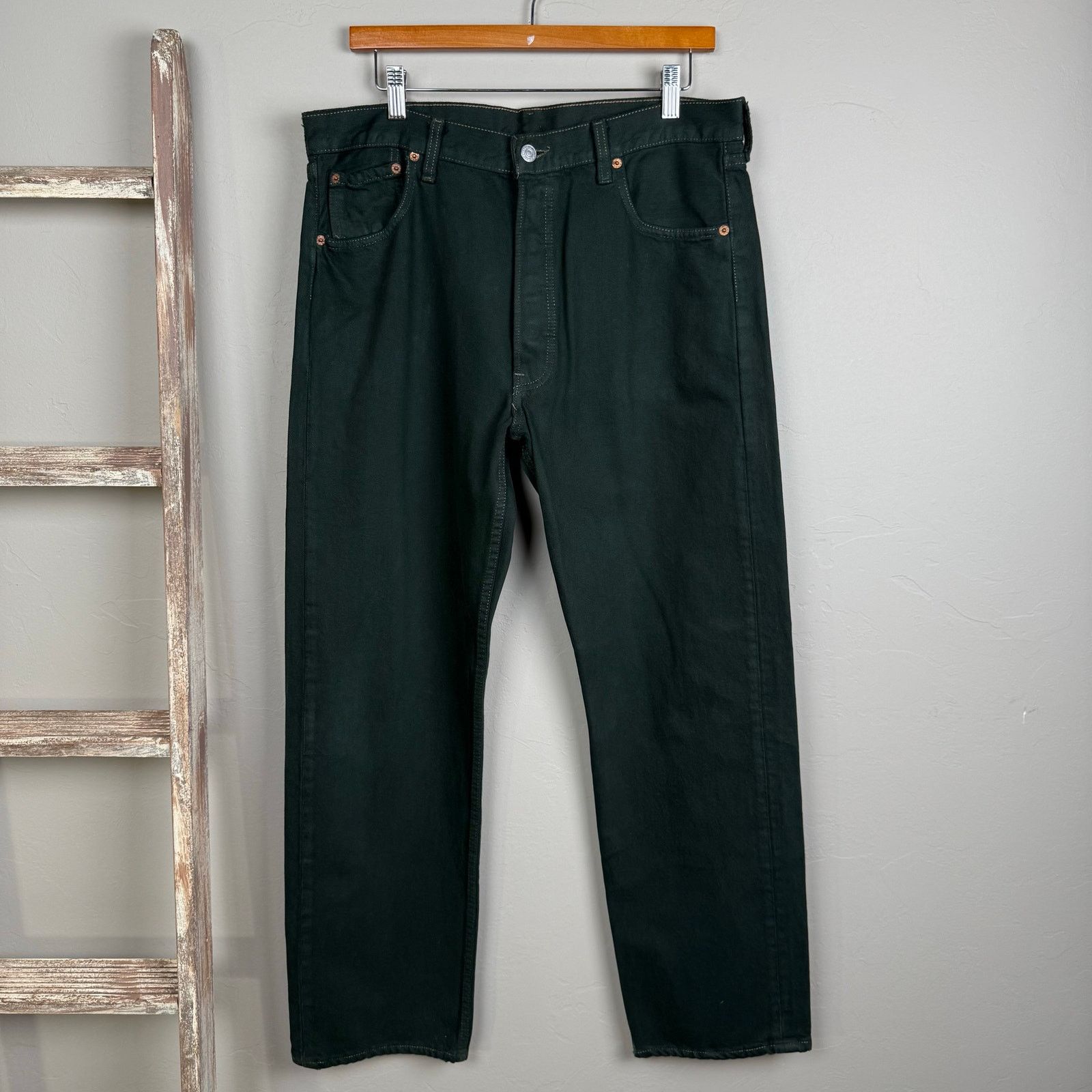 Levi's 90s Levi 501 Green Dyed Denim Button Fly Straight Jean 36x30 Size US 36 / EU 52 - 1 Thumbnail