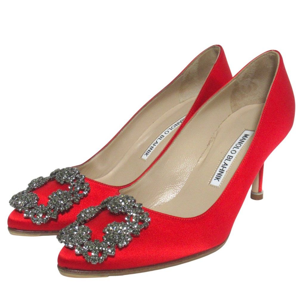 Manolo Blahnik Manolo Blahnik Manolo Blahnik Hangisi Satin Pumps Textile Shoes DUTY FREE for USA Size ONE SIZE - 1 Thumbnail