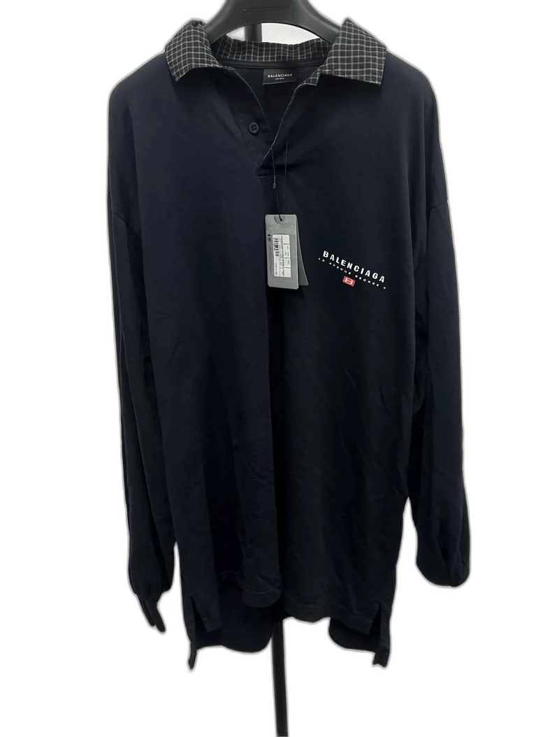 Balenciaga Balenciaga Long Sleeve Polo Shirt in Black Size US S / EU 44-46 / 1 - 1 Thumbnail