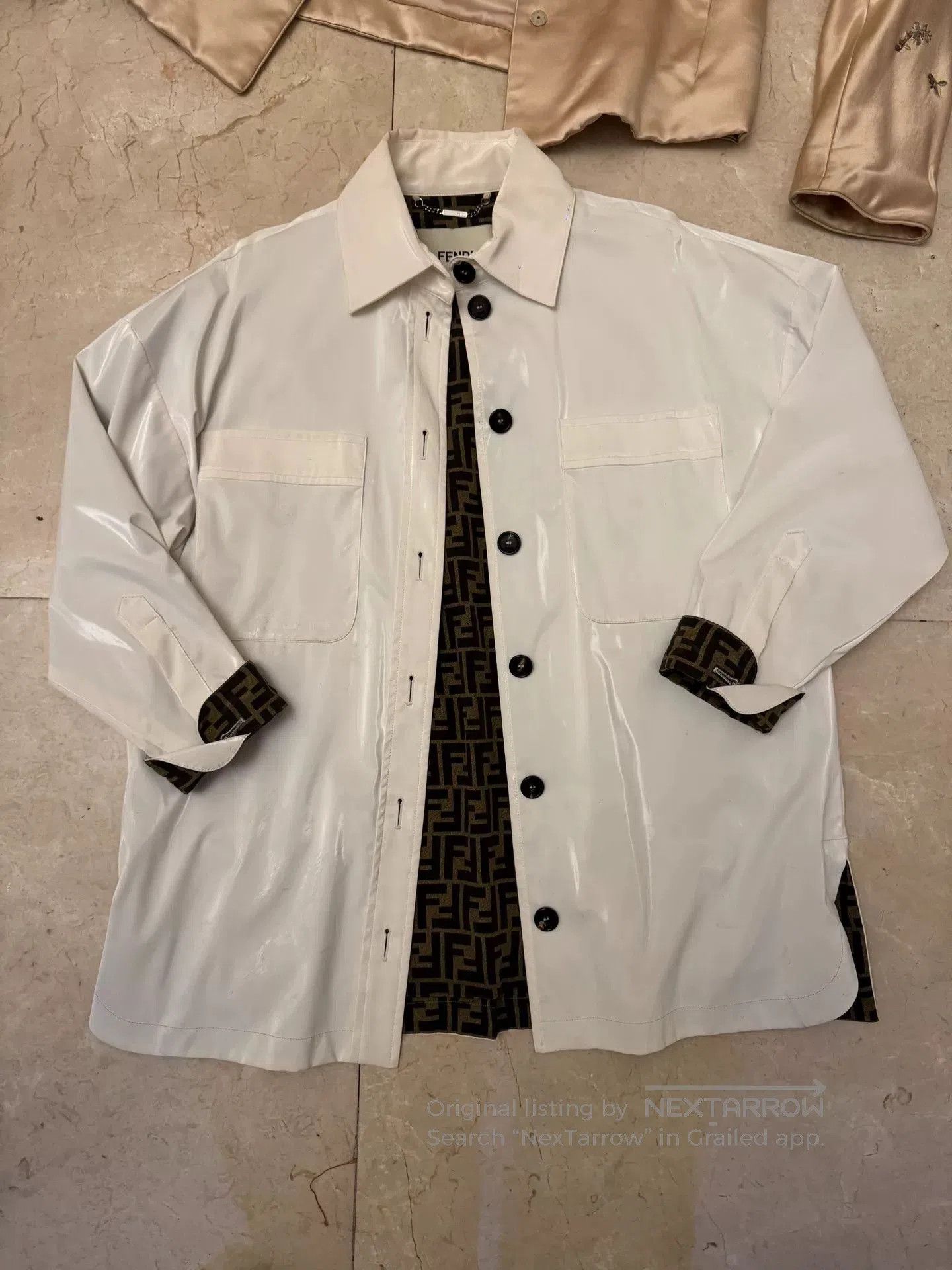 Fendi Fendi White Stylish Coat with Silk Lining. Size S / US 4 / IT 40 - 1 Thumbnail