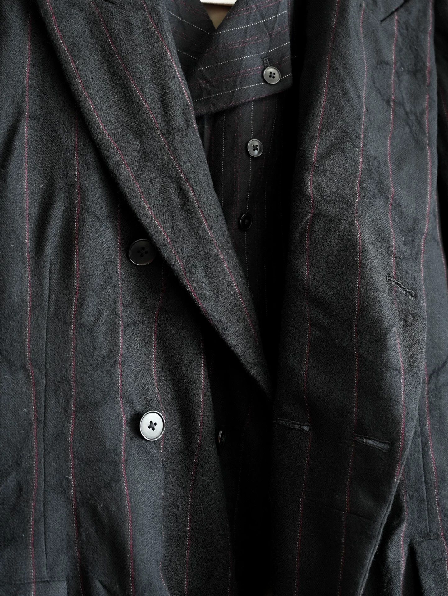 Yohji Yamamoto Yohji Yamamoto 11AW Black/Red Corroded Stripe DB Jkt Size US XXL / EU 58 / 5 - 8 Thumbnail