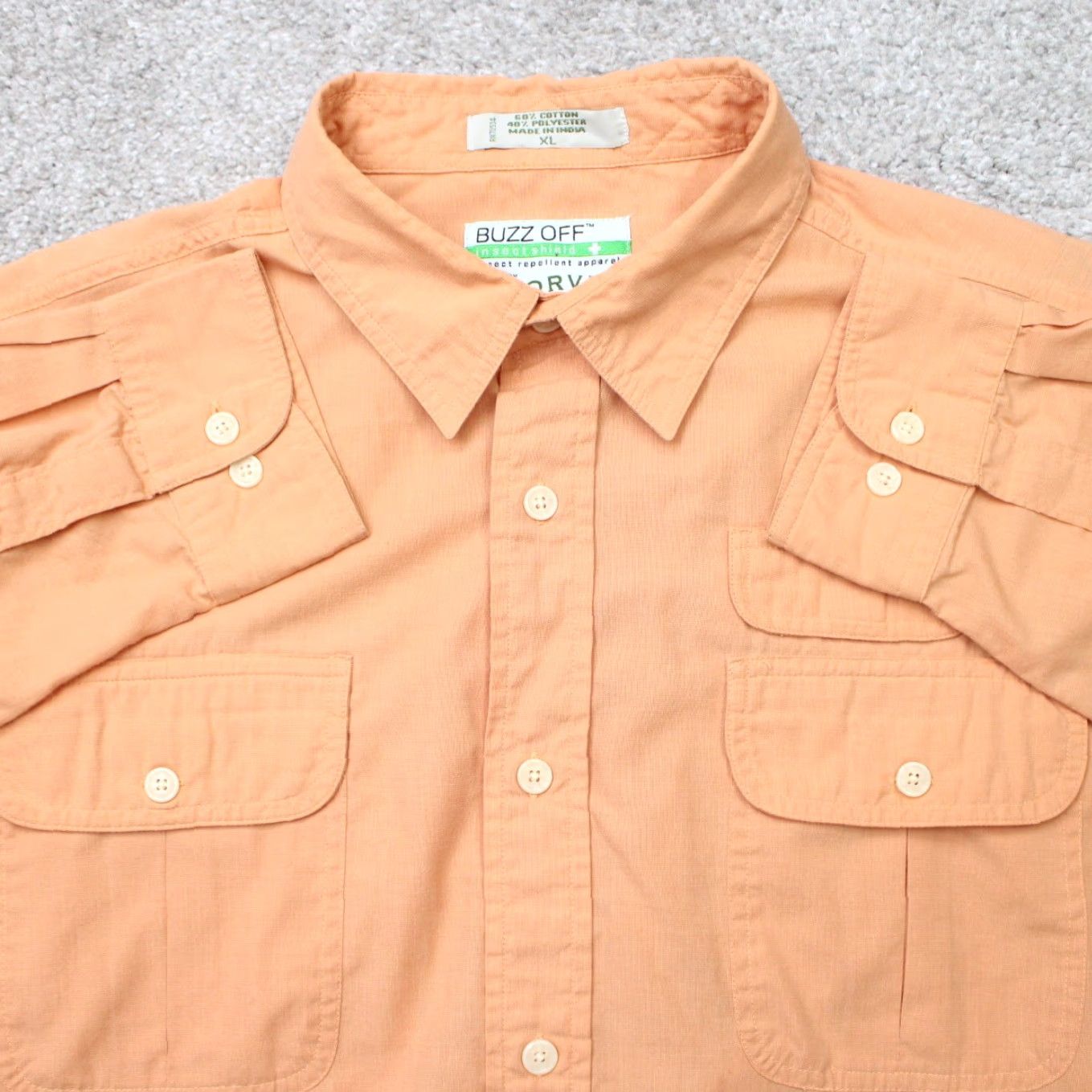 Orvis Orvis Shirt Mens XL Orange Buzz Off Insect Shield Cotton/Poly Long Sleeve Button Size US XL / EU 56 / 4 - 2 Thumbnail