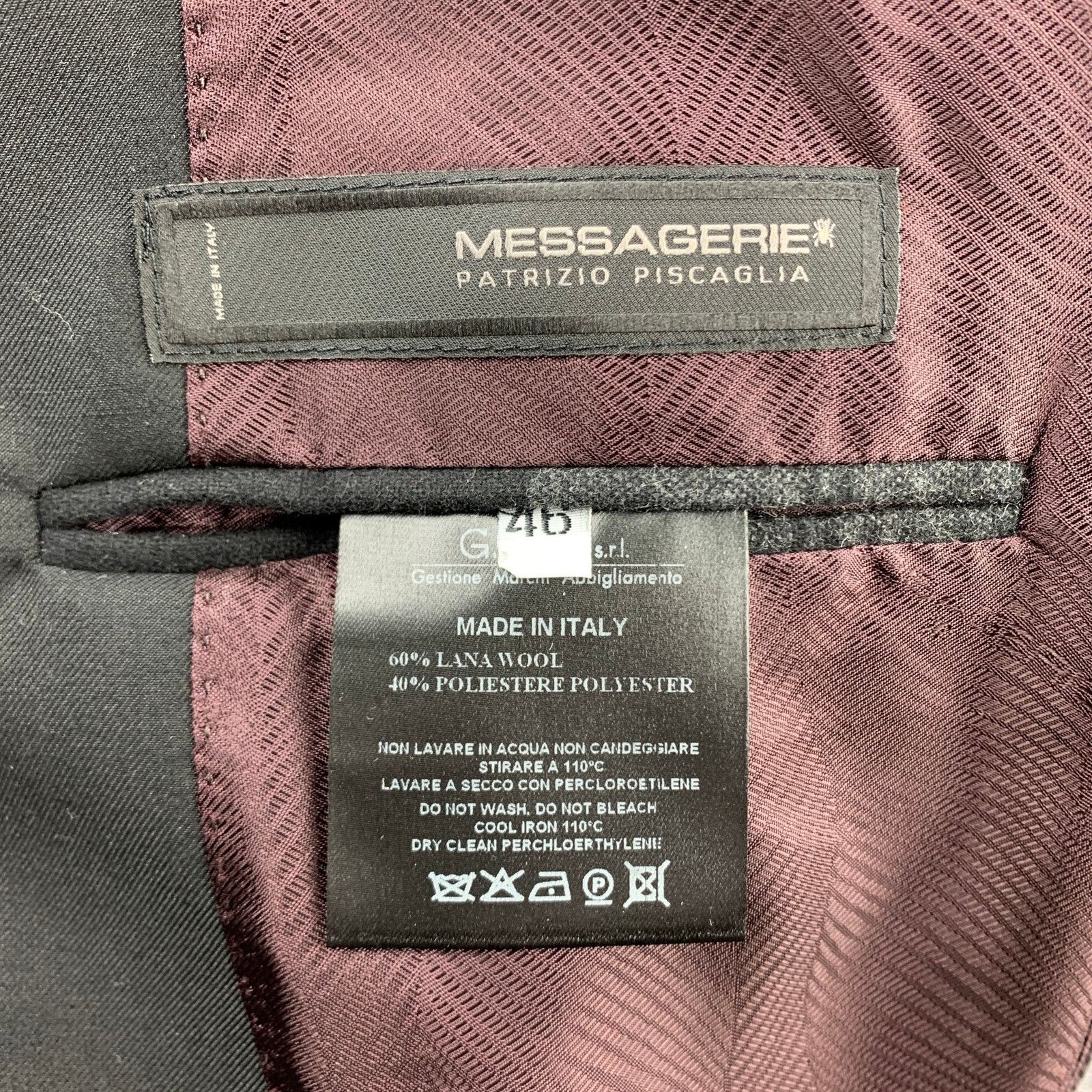 Messagerie Size 36 Grey & Black Plaid Wool Blend Peak Lapel Sport Coat Size 36R - 7 Thumbnail