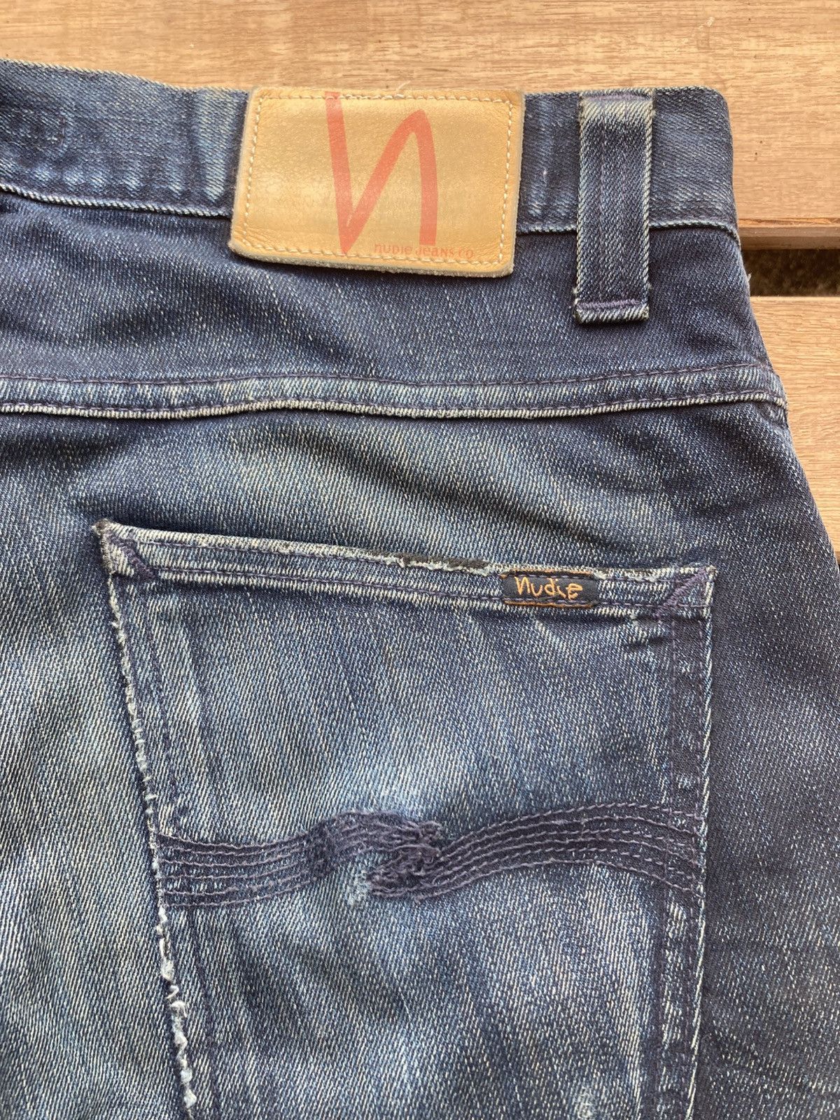 Nudie Jeans Nudie jeans black and blue slim jim distressed Size US 31 - 4 Thumbnail