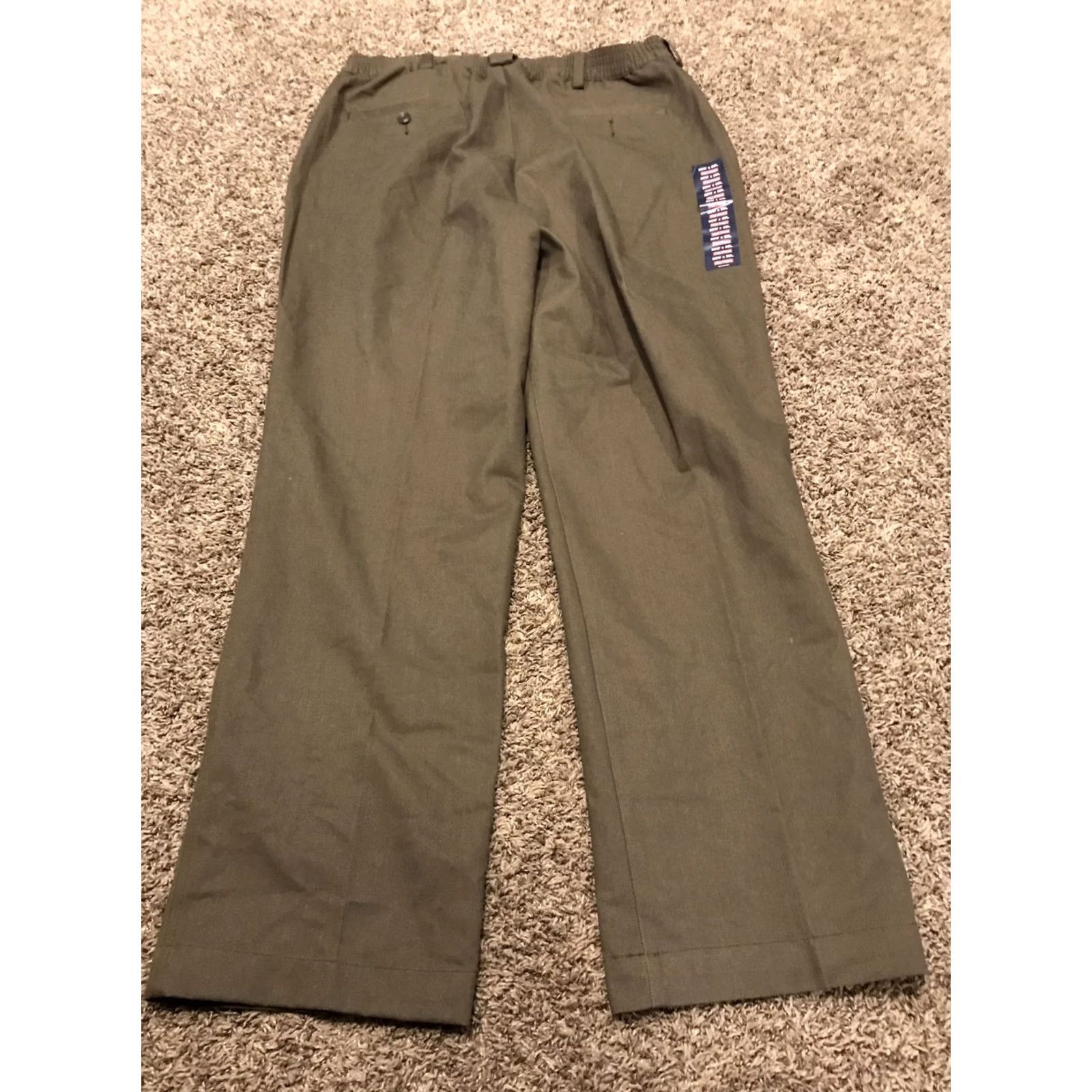 Roundtree & Yorke Roundtree & Yorke Pants Dress Pants Men 36x30 Cotton Blend Green Flat Front Straight Leg Regular Size US 36 / EU 52 - 3 Thumbnail