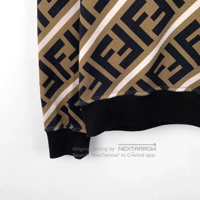 Fendi Fendi Dark Brown Logo Monogram Printed Cotton Crew Neck Lo Size S / US 4 / IT 40 - 4 Thumbnail
