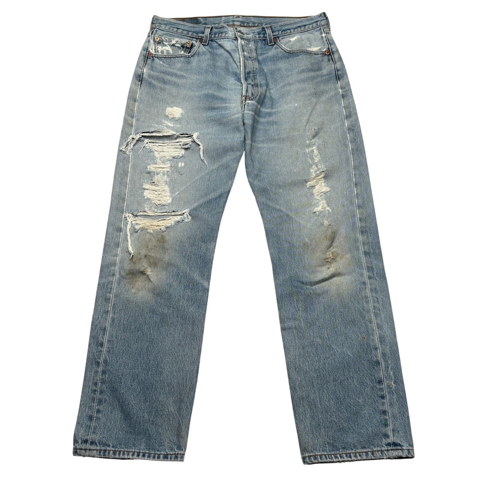 Levi's × Vintage VTG 90s Levi's 501 XX Distressed Straight Leg Jeans 32x29.5 Size US 32 / EU 48 - 1 Thumbnail