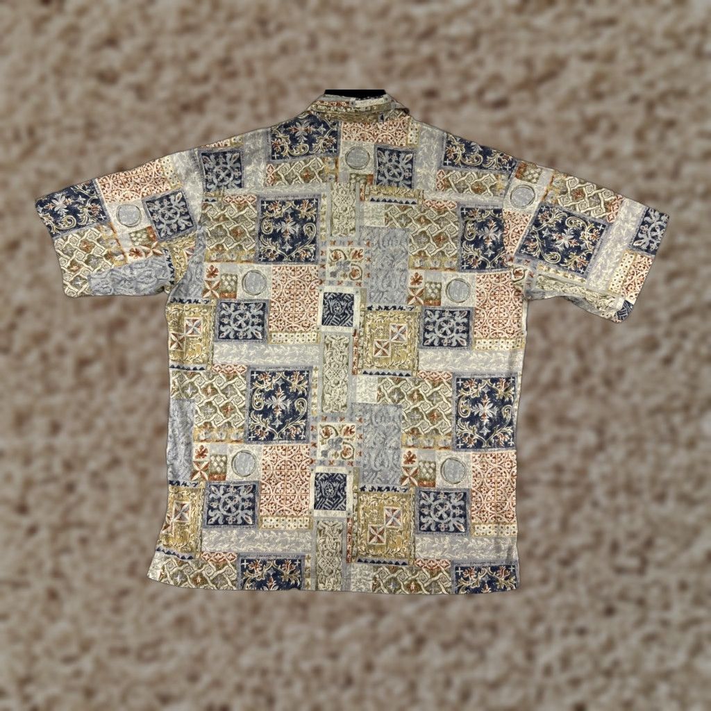 Tori Richard Tori Richard Shirt Mens Large Beige Quilt Pattern Button Up Hawaiian Cotton Lawn Size US L / EU 52-54 / 3 - 1 Thumbnail