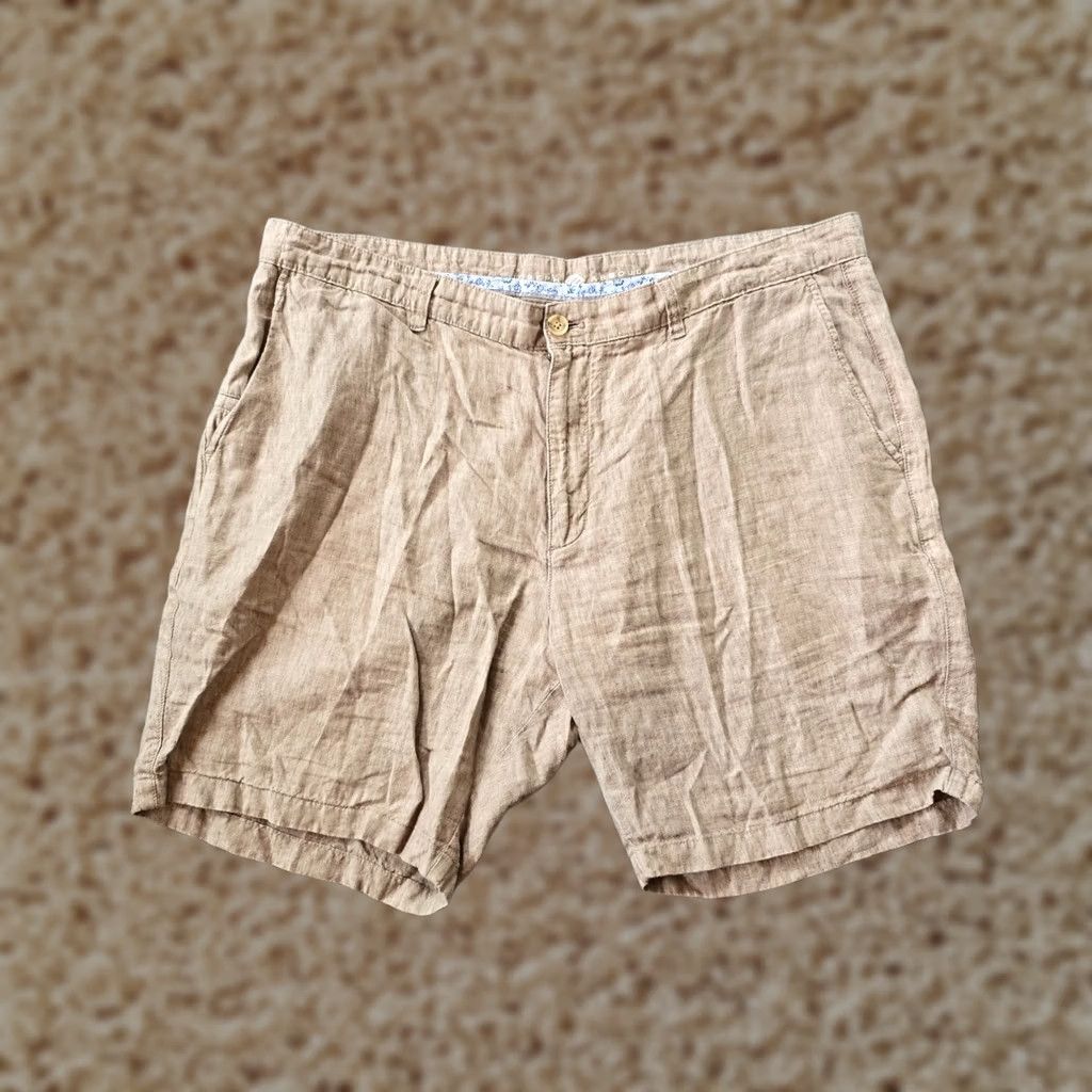 Joseph Abboud Joseph Abboud Shorts Mens Size 40 Beige Linen 8 Inch Beachy Casual Capsule Regular Chino Slash Pocket Front Flat Front Waist 40 In Beach Preppy Mens Size US 40 / EU 56 - 1 Thumbnail