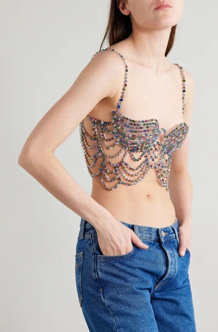 Area NYC AREA Silver ONE SIZE Crystal-embellished crop top Size ONE SIZE - 3 Thumbnail