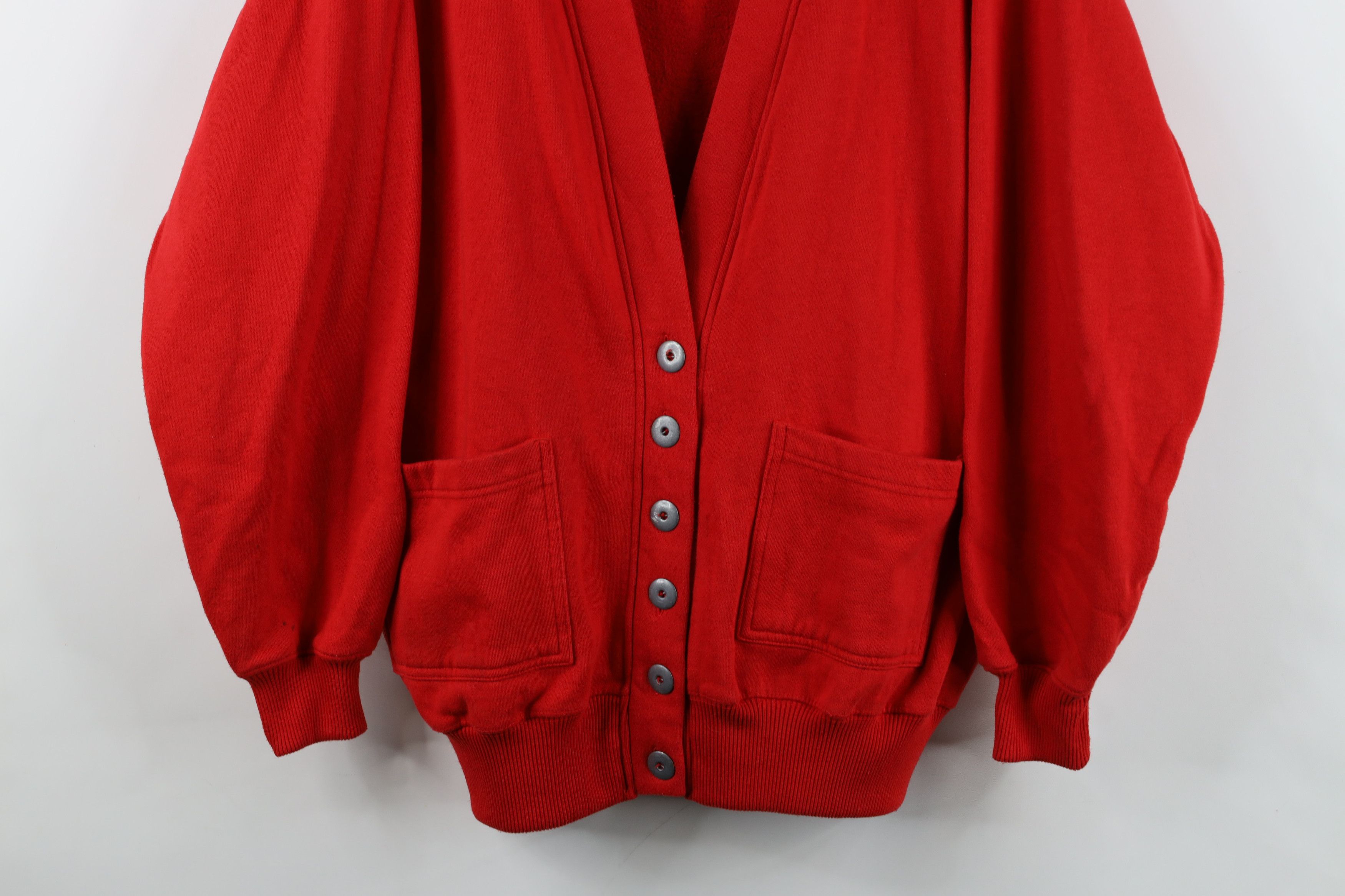 Vintage Vintage 90s Streetwear Button Cardigan Sweatshirt Red Size L / US 10 / IT 46 - 3 Thumbnail