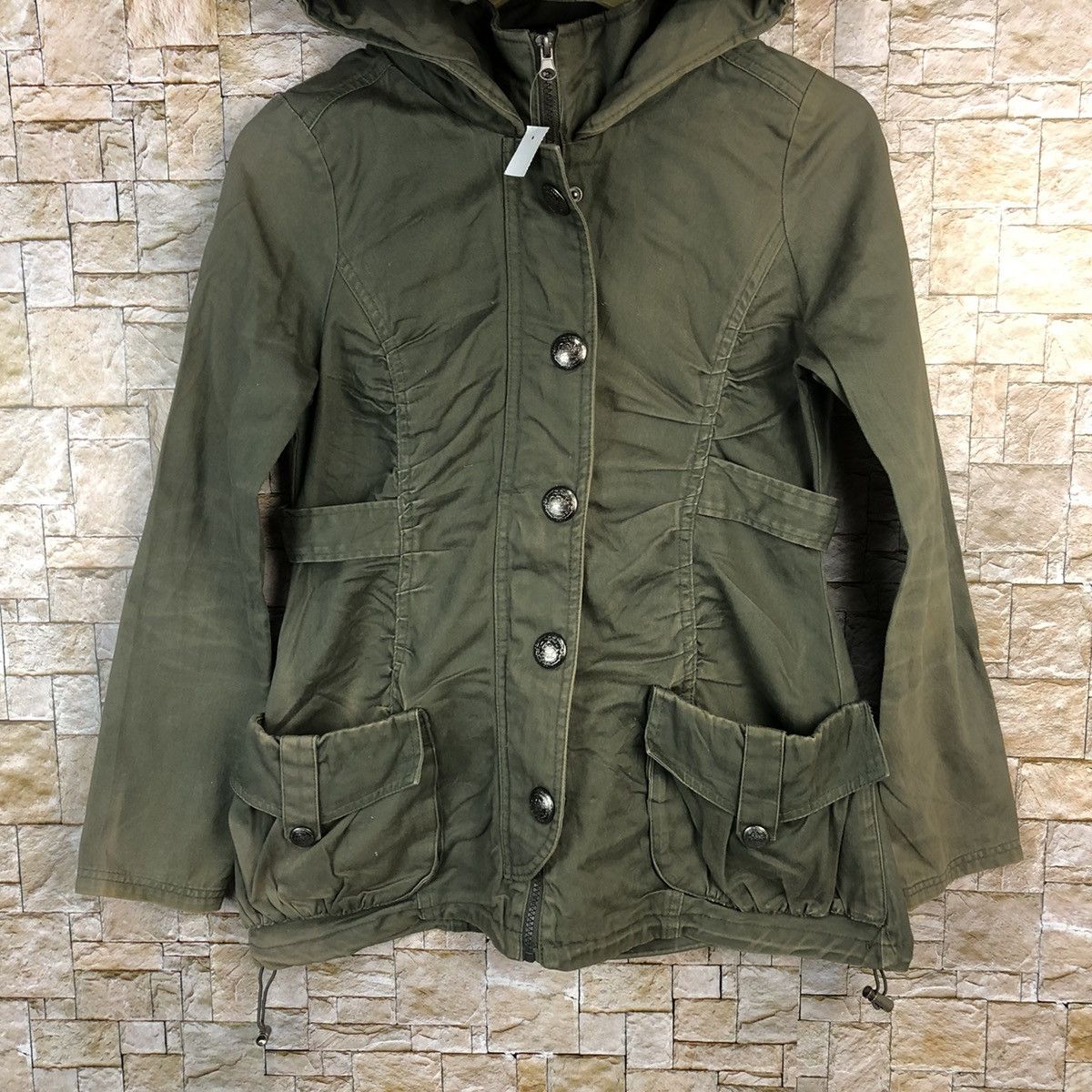 Japanese Brand Backs Green Coats jacket Hoodie #A826 Size M / US 6-8 / IT 42-44 - 3 Thumbnail