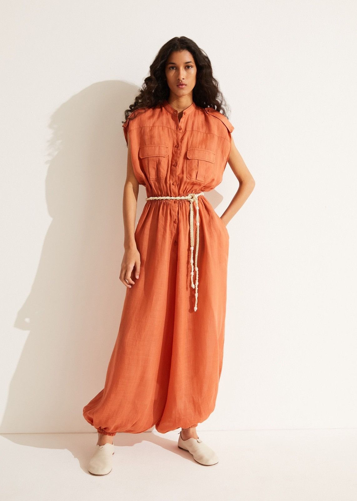 Loro Piana o1srvl11e0824 Leena Jumpsuit in Orange Size 30" / US 8 / IT 44 - 2 Thumbnail