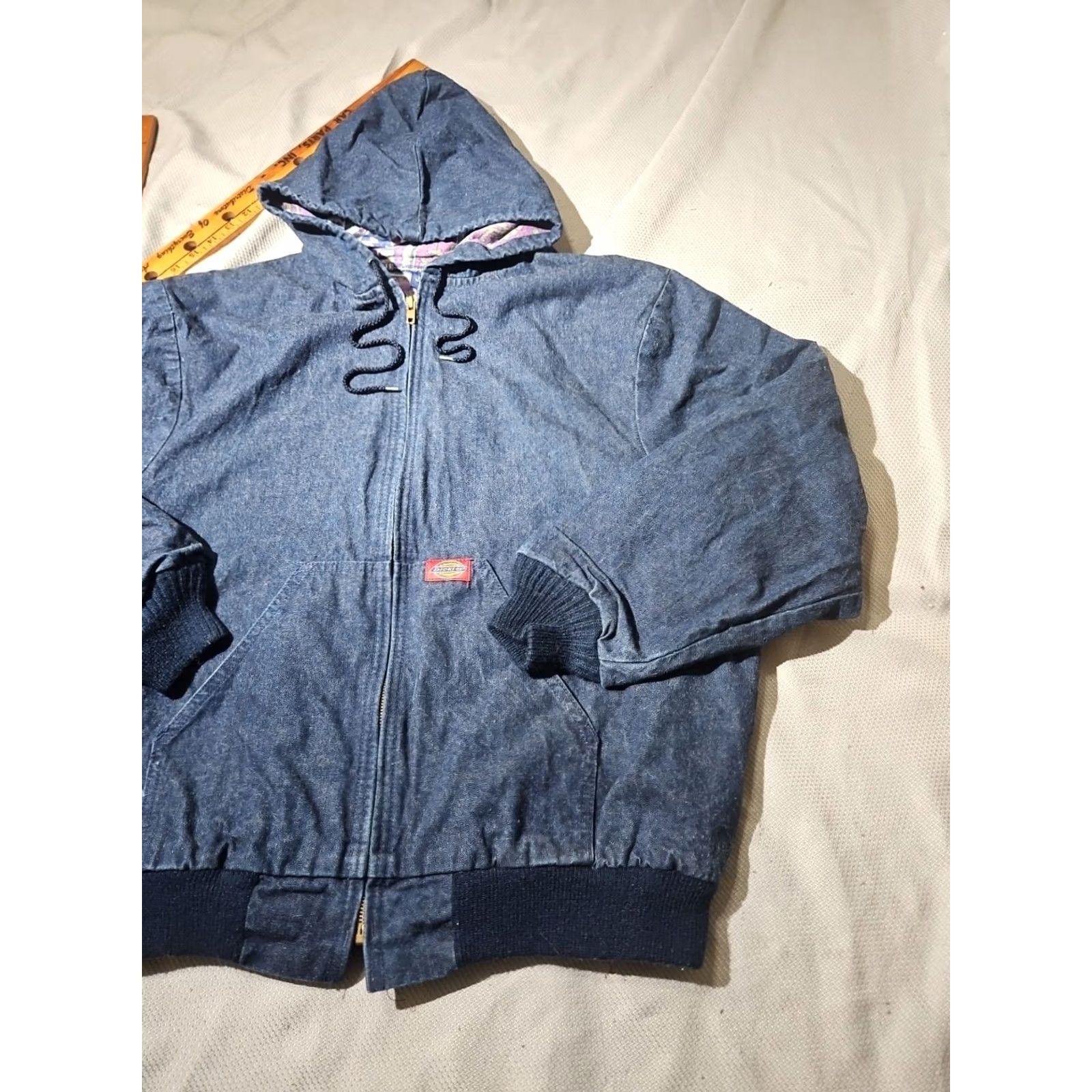 Dickies VTG Dickies Jacket Mens XL Blue Denim Aztec Quilt Lined Hooded Workwear Coat Jacket Size US XL / EU 56 / 4 - 6 Thumbnail