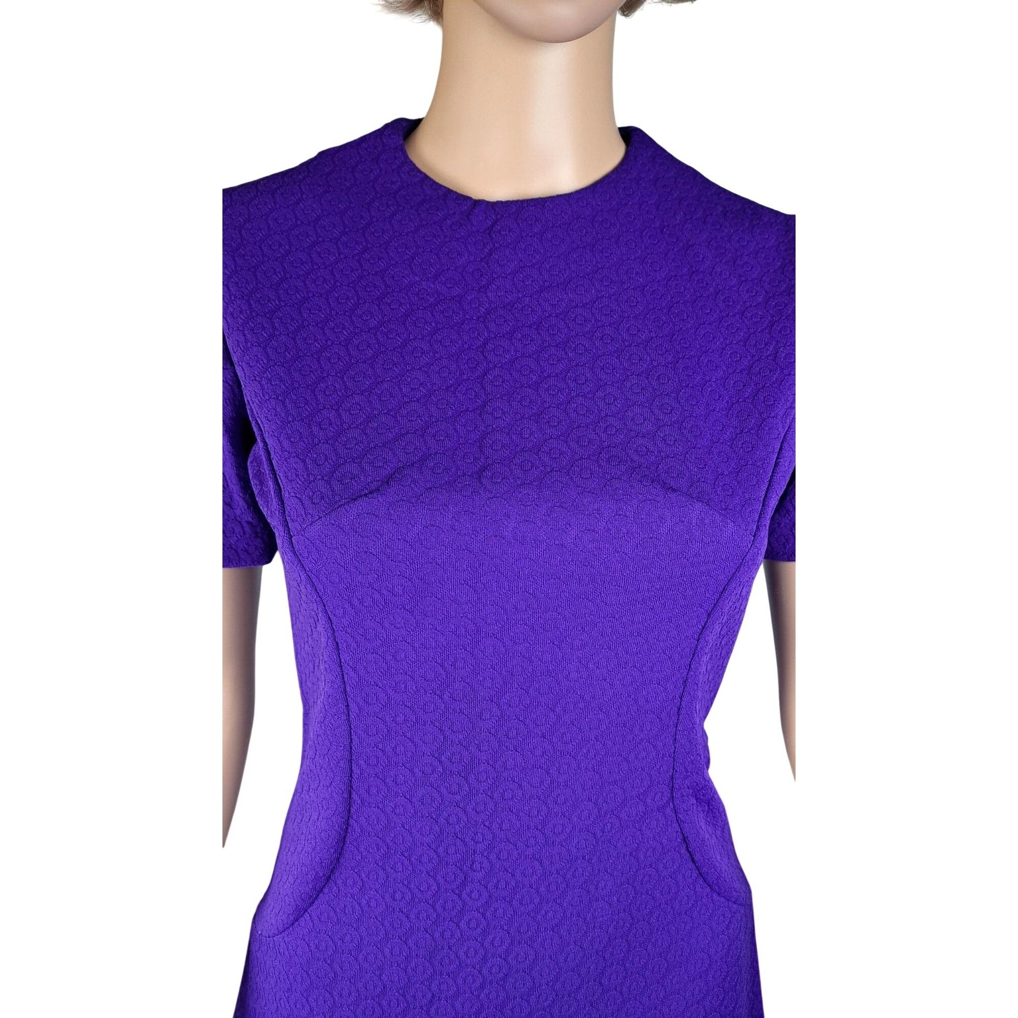 Handmade Vintage Handmade Purple Dress Textured Short Sleeve A-Line Size S / US 4 / IT 40 - 4 Thumbnail