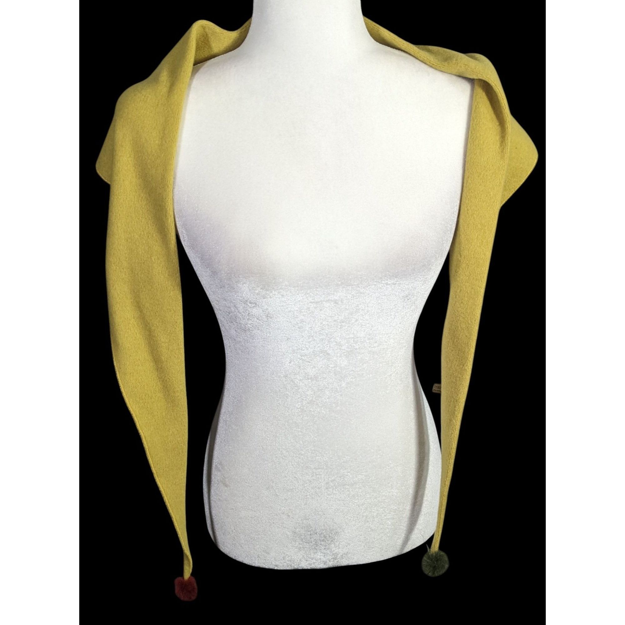 Other Medieval Style Yellow Fleece Scarf With Pom-Poms - 66 Inches Size ONE SIZE - 1 Thumbnail