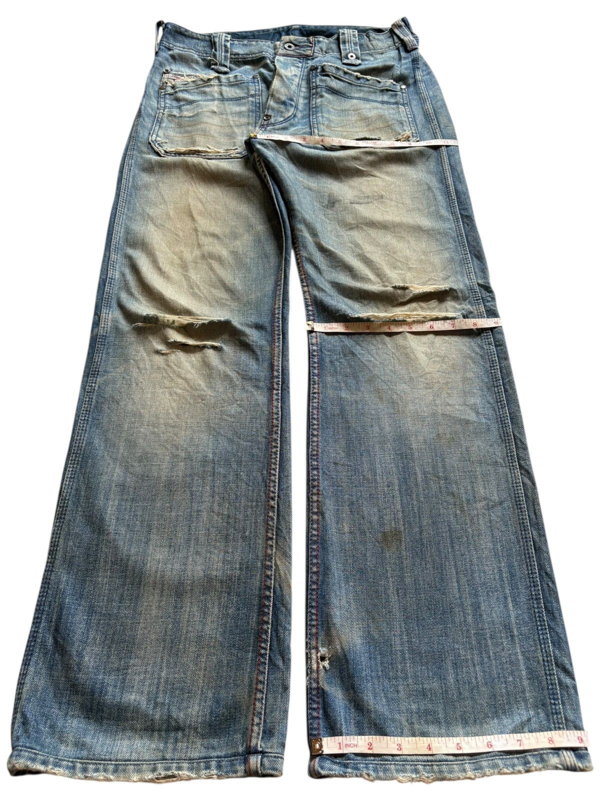 Diesel Vintage Diesel Mud Wash Distressed Loose Baggy Jeans Size US 31 - 14 Thumbnail