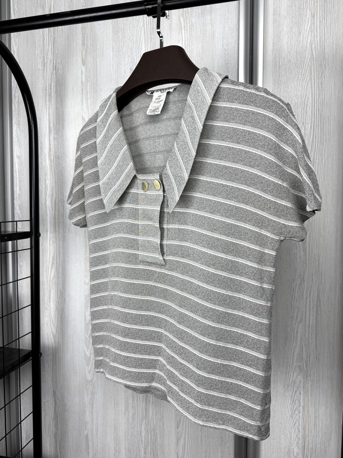 Lanvin Lanvin Paris Grey Striped silk blend short sleeve blouse 36 Size XS / US 0-2 / IT 36-38 - 5 Thumbnail