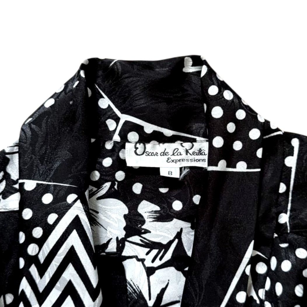 Oscar De La Renta Oscar De La Renta Expressions Black White Blouse | Size 8 Size M / US 6-8 / IT 42-44 - 4 Thumbnail