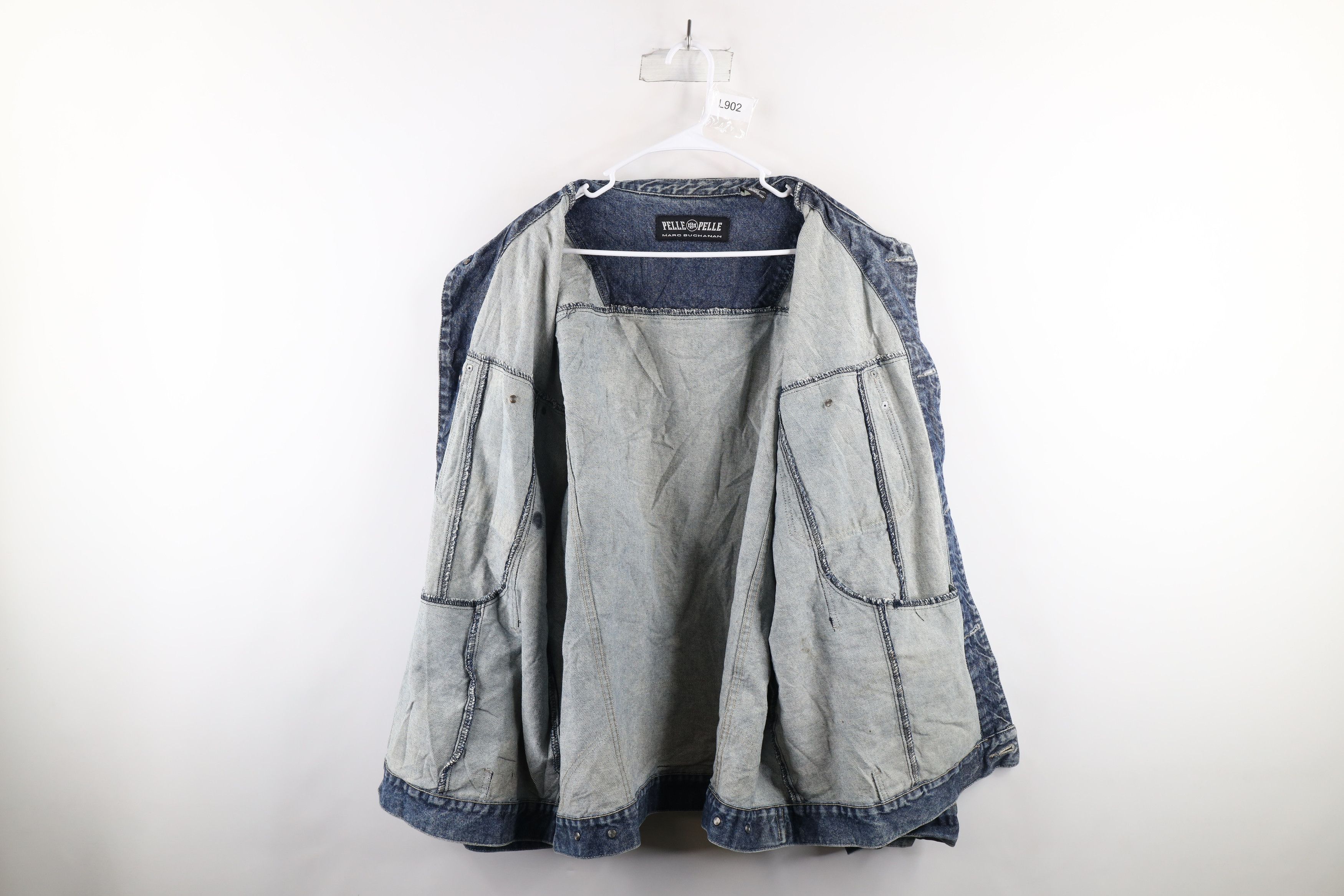 Pelle Pelle × Vintage Vintage Pelle Pelle Spell Out Denim Jean Trucker Jacket Size US XXL / EU 58 / 5 - 9 Thumbnail
