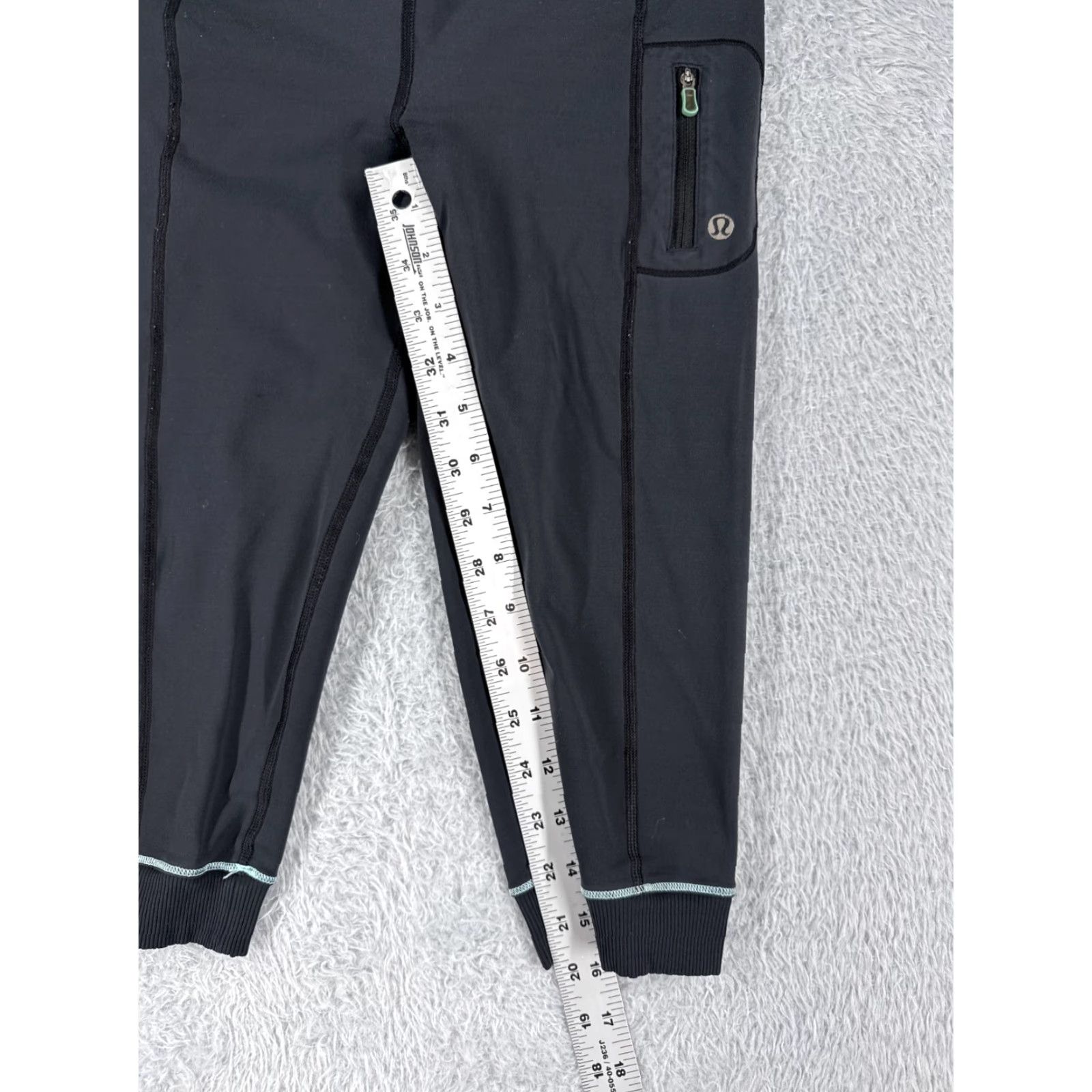 Lululemon Lululemon Wunder Under Pants Womens 4 Black Teal Cropped Tapered Zip Pocket Yoga Run Gym Activewear PM Size 27" / US 4 / IT 40 - 5 Thumbnail