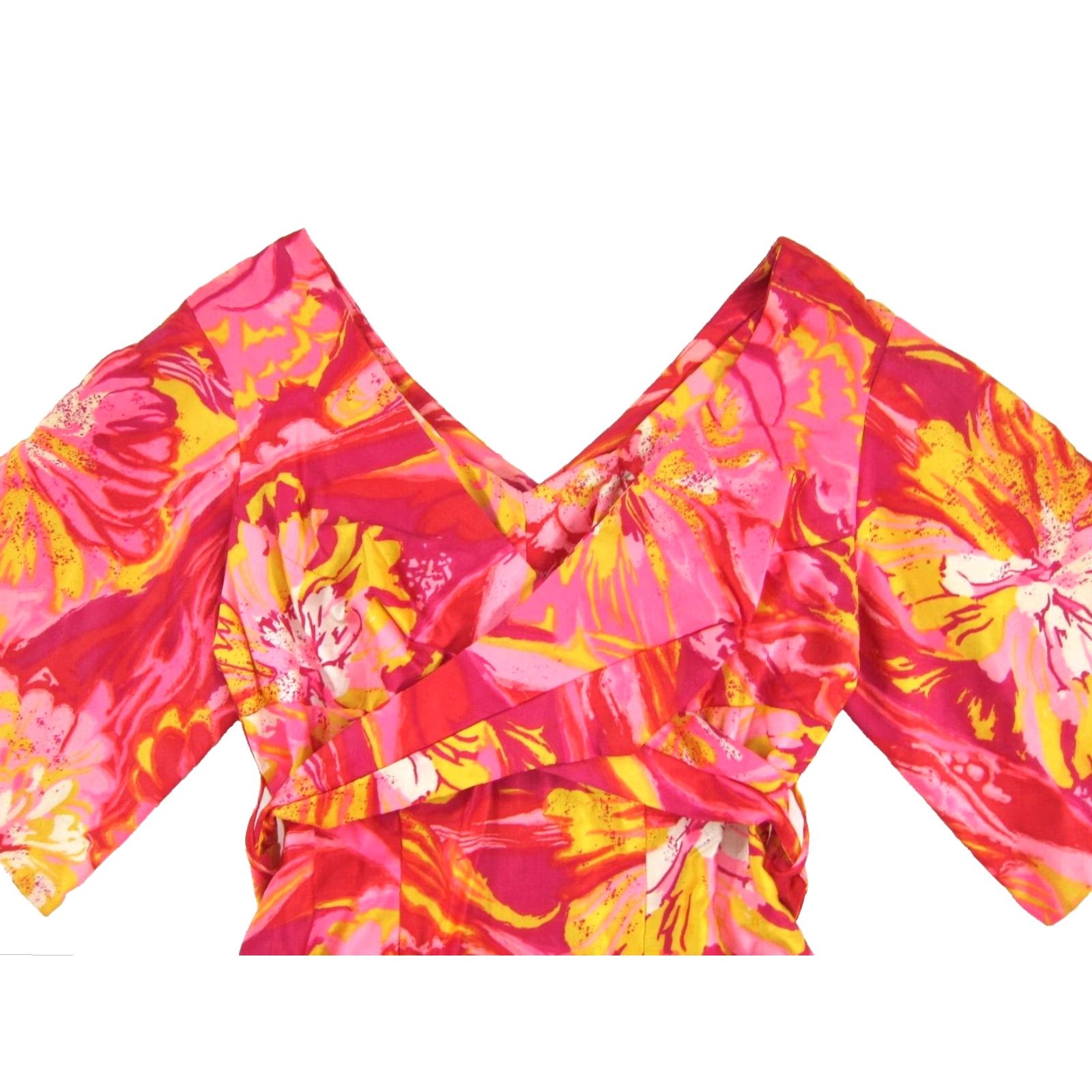 Vintage Vtg Royal Hawaiian Floral Maxi Dress Flare Short Sleeve XS Pink Floral Vintage Dress 1960s 70s Womens Royal Hawaiian Dress Size 26" / US 2 / IT 38 - 5 Thumbnail
