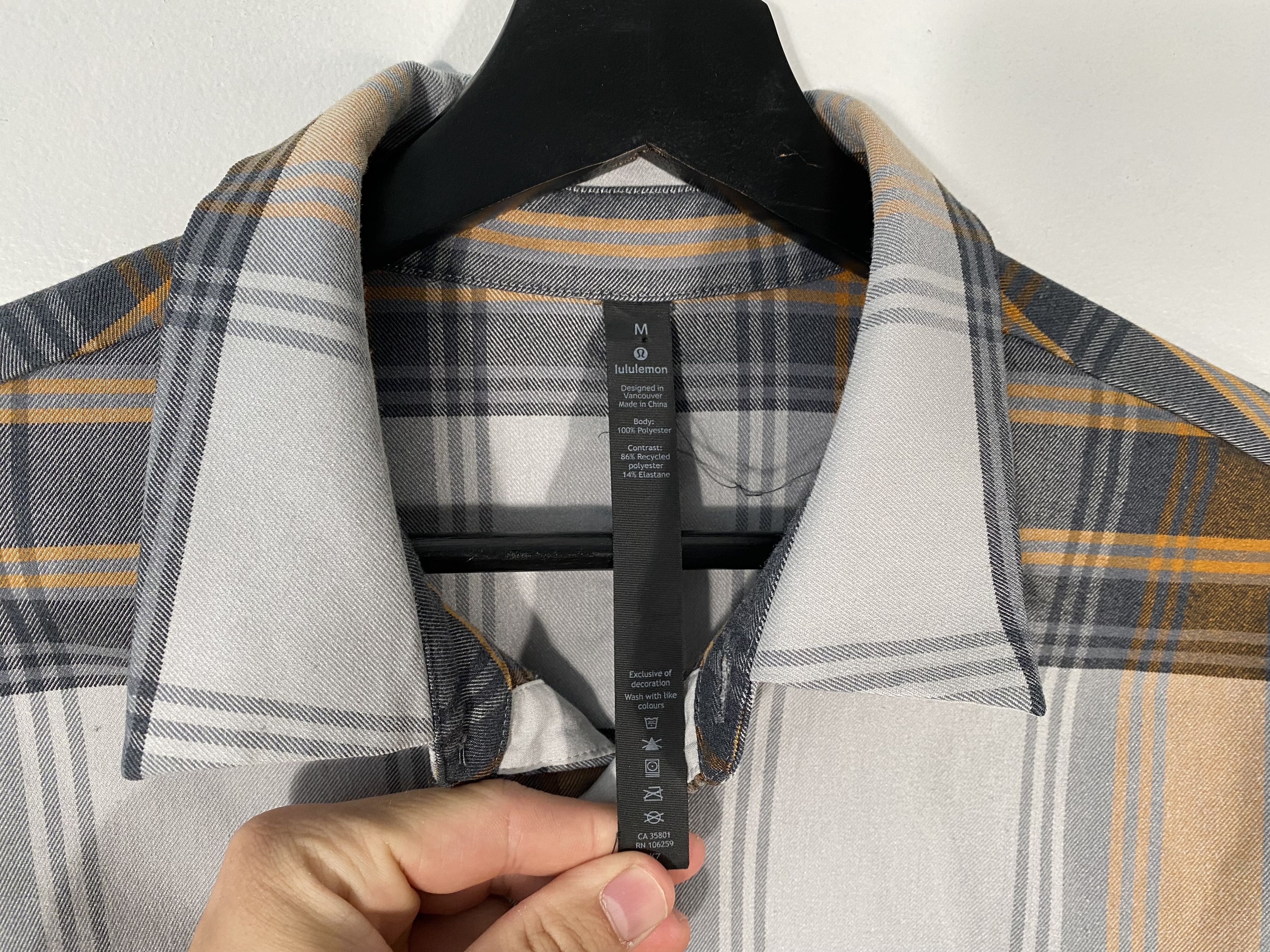 Lululemon Lululemon Mason Peak Check L/S Flannel Orange / Gray Size US M / EU 48-50 / 2 - 3 Thumbnail