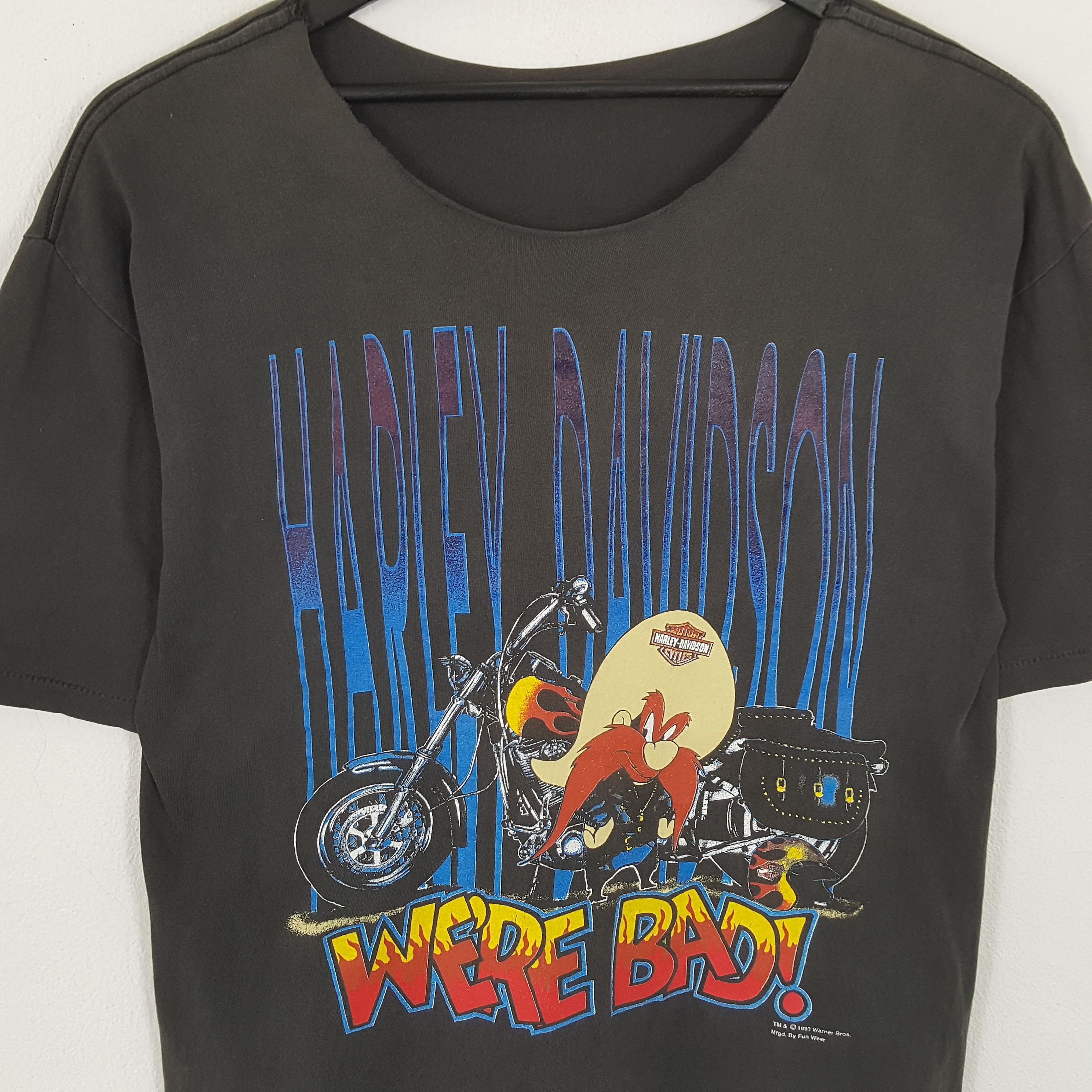 Harley Davidson × Vintage × Warner Bros HARLEY DAVIDSON X Warner Bros Distressed Vintage Tshirt Size US L / EU 52-54 / 3 - 2 Thumbnail