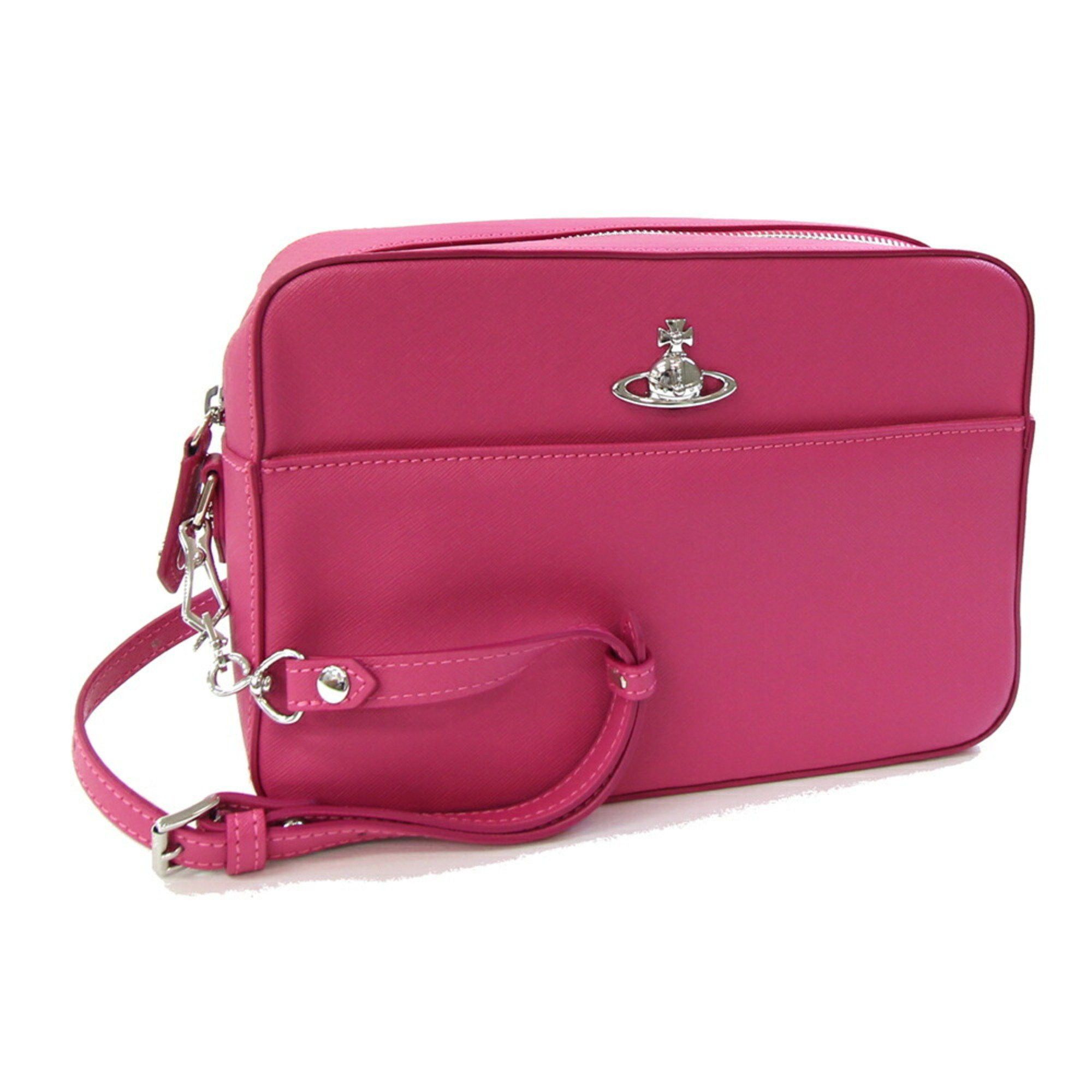 Vivienne Westwood Shoulder Bag/Camera Bag 43050026 Pink Saffiano Leather Crossbody for Women