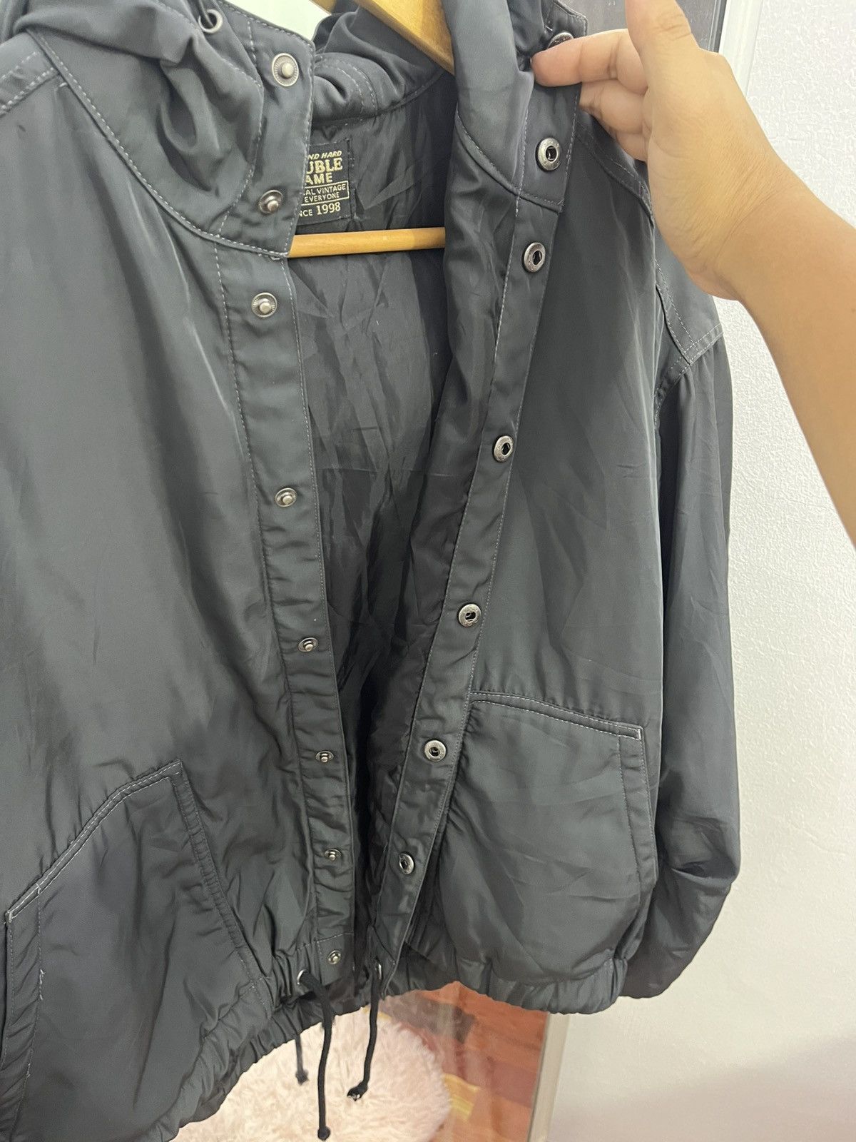 Japanese Brand Double Name Hooded Snap Jacket Boxy Black Size US L / EU 52-54 / 3 - 6 Thumbnail