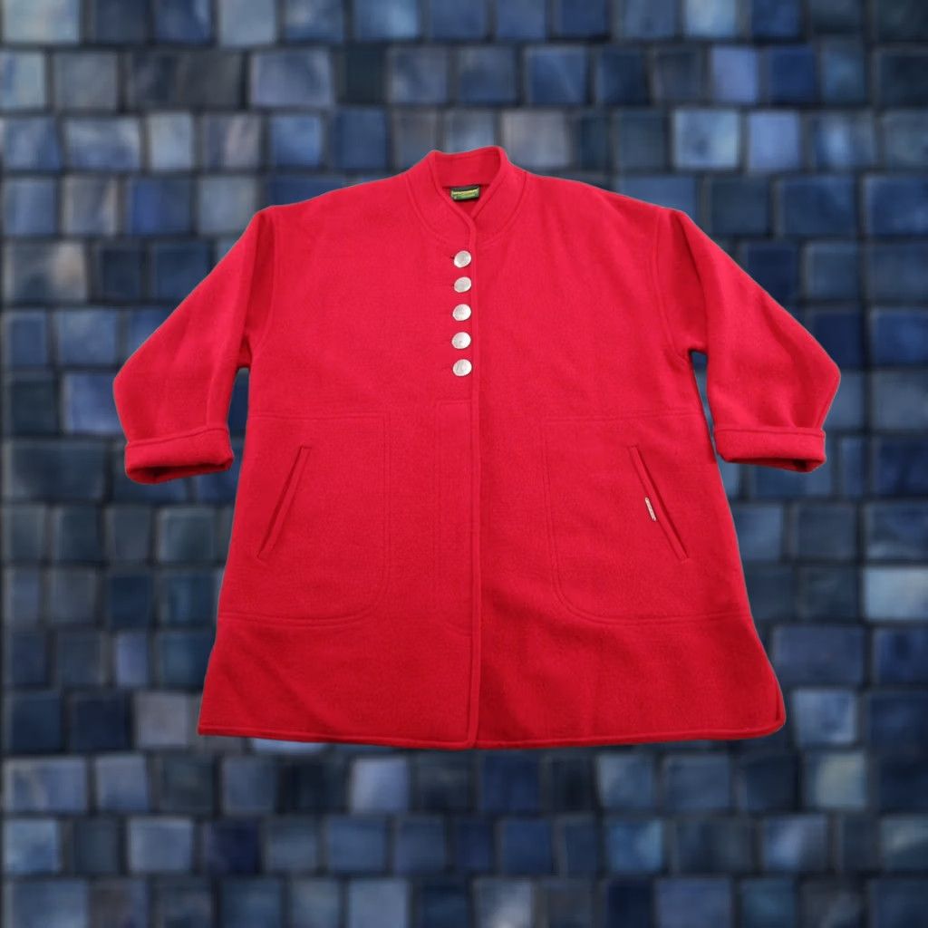 Vintage Geiger Cardigan 100% Wool Heavy Vintage Red Round Neck Long Sleeve Size 38 Women Size XS / US 0-2 / IT 36-38 - 1 Thumbnail