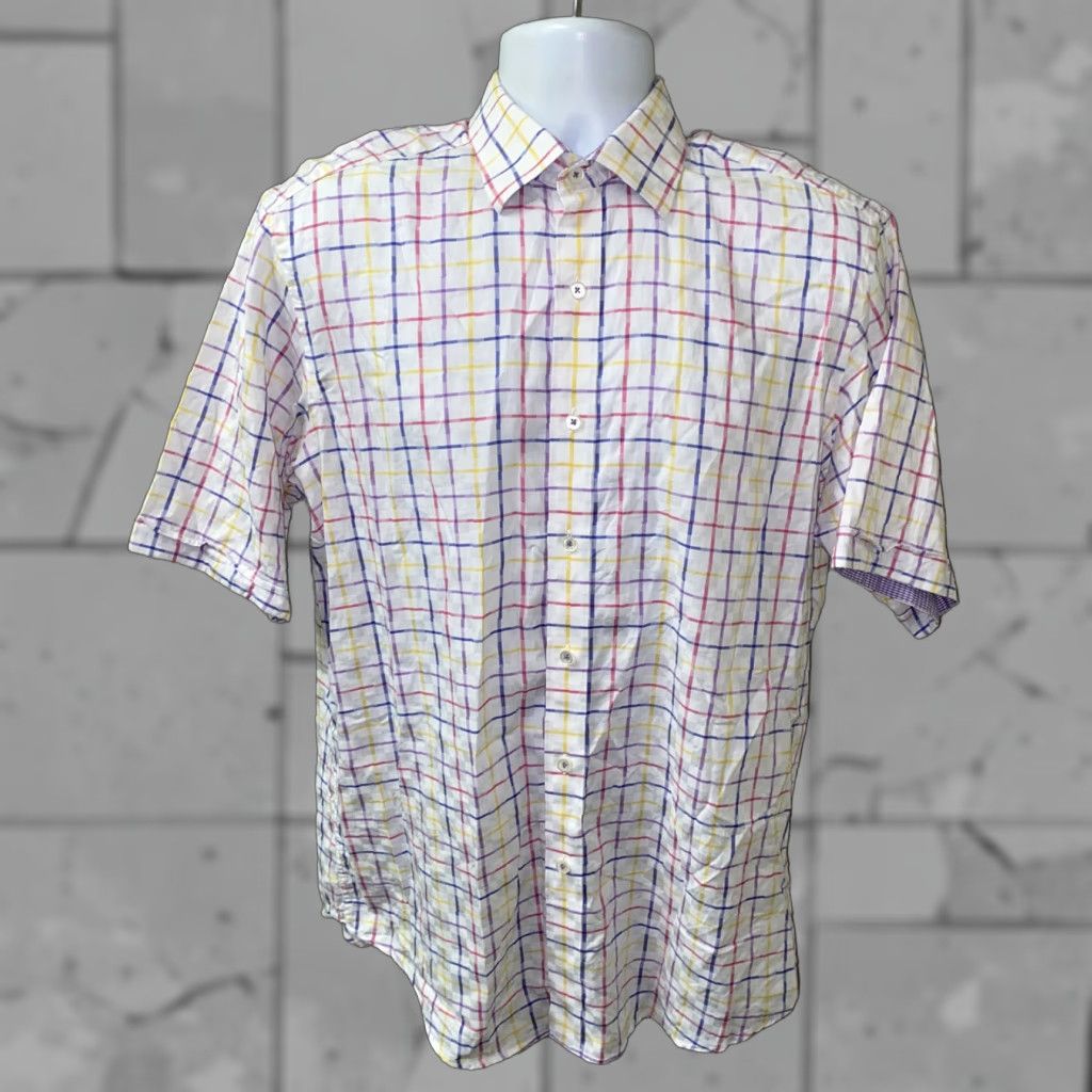 BUGATCHI Bugatchi Uomo Shirt Short Sleeve Multi Color Button-Front Size M Men Regular Colorful Button-Up Size US M / EU 48-50 / 2 - 1 Thumbnail