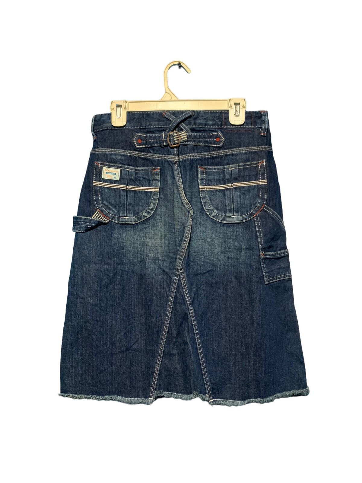 image of Vintage Betty Smith Japan Carpenter Buckle Back Denim Skirt in Blue, Women's (Size 30)