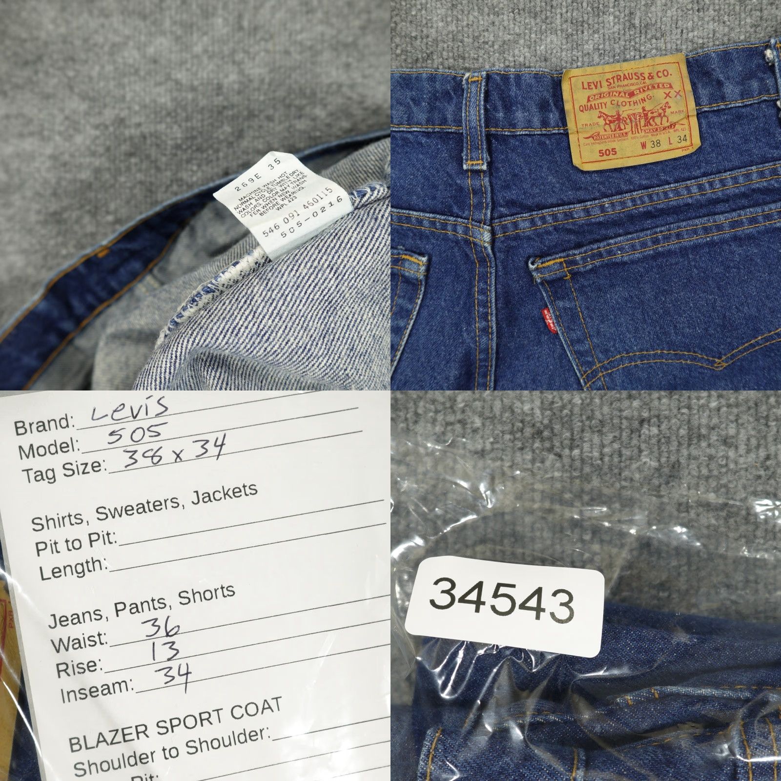 Levi's VINTAGE Levi's 505 Jeans Mens 38x34 Blue Regular Fit Straight Leg Made in USA Size US 38 / EU 54 - 8 Thumbnail