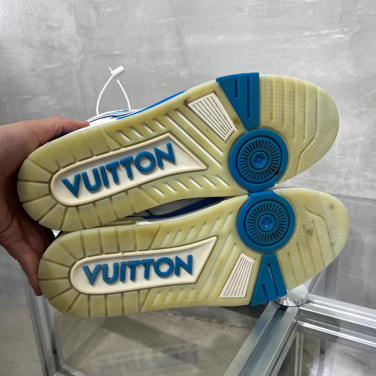 Louis Vuitton LV Trainer High Top White Blue UK8.5 42.5 Size US 9 / EU 42 - 7 Thumbnail
