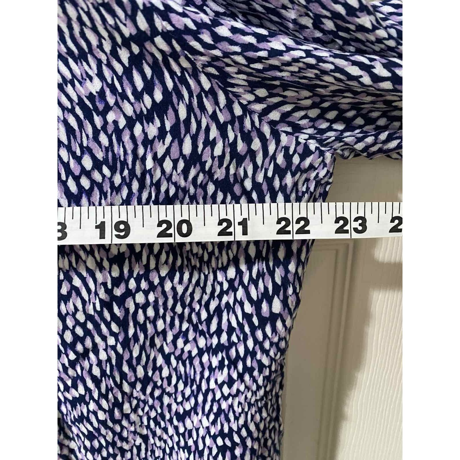 Vince Camuto Two By Vince 1X Purple Tie Neck Blouse Long Sleeve A003295 Size XL / US 12-14 / IT 48-50 - 3 Thumbnail