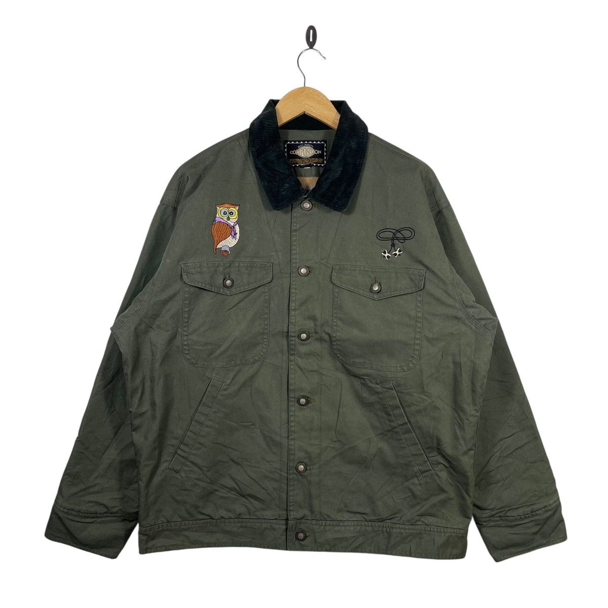 Vintage Vintage Composition Owl Patch Corduroy Collar Work Jacket Size US XL / EU 56 / 4 - 1 Thumbnail