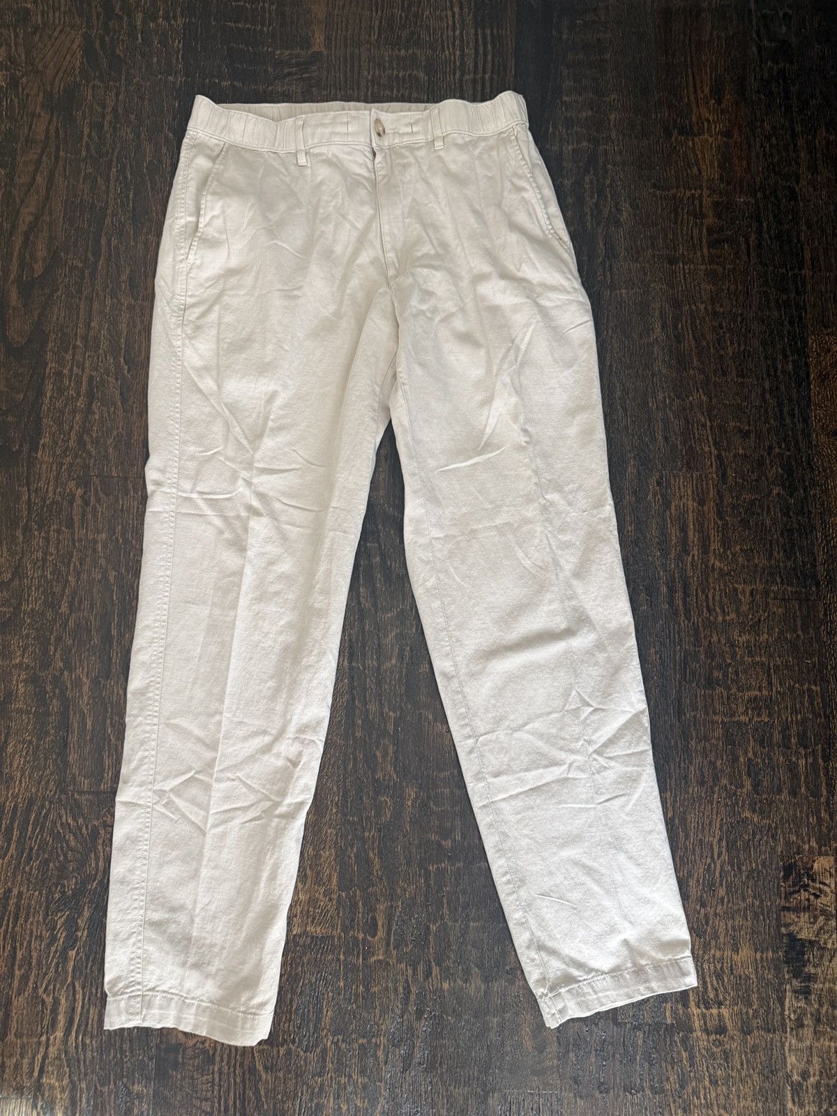 Uniqlo Uniqlo Cream Linen Pants Size US 32 / EU 48 - 1 Thumbnail