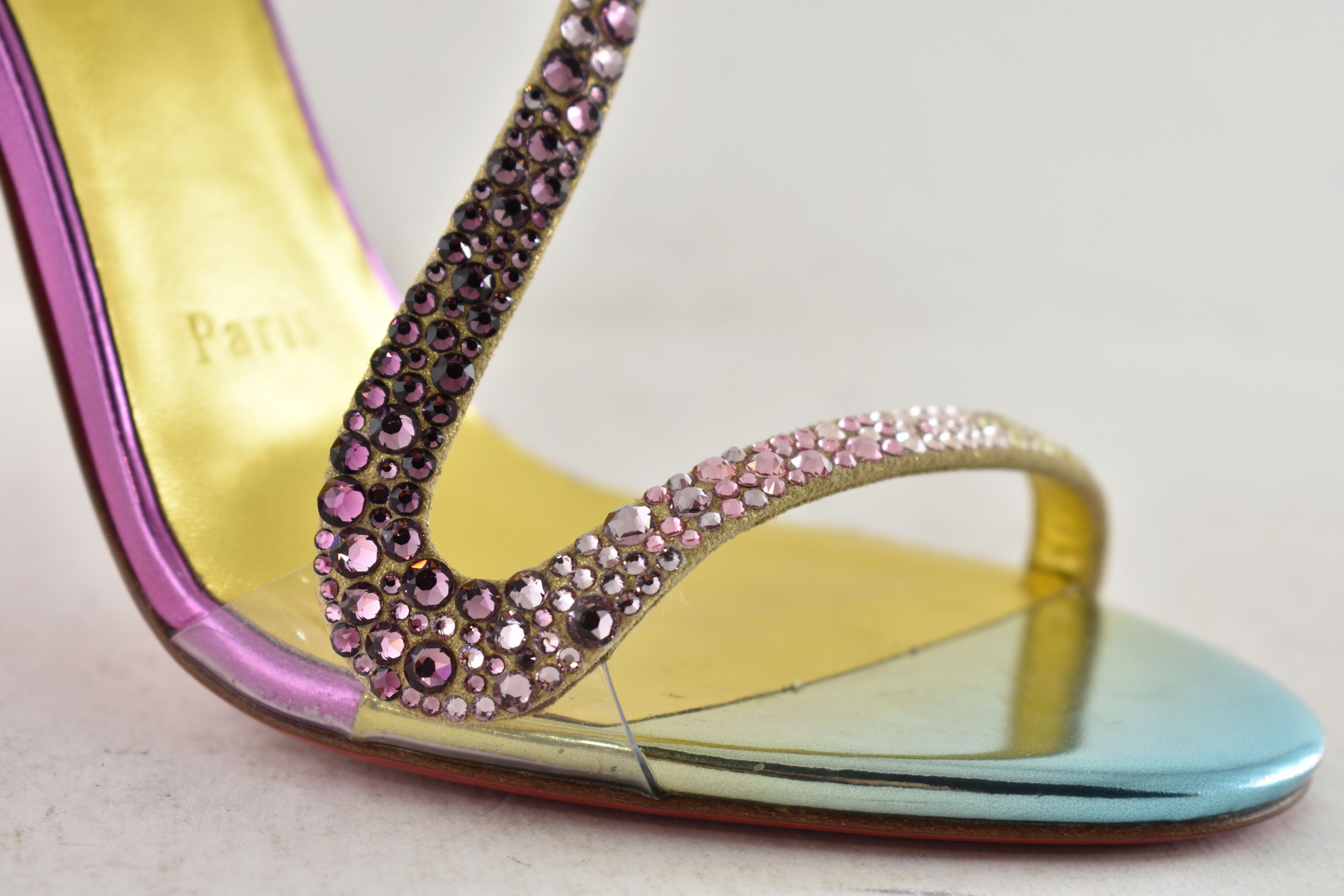 Christian Louboutin Rosalie Strass Boreal 100 Ankle Strap Sandal Heel Pump 36.5 Size US 6.5 / IT 36.5 - 7 Thumbnail