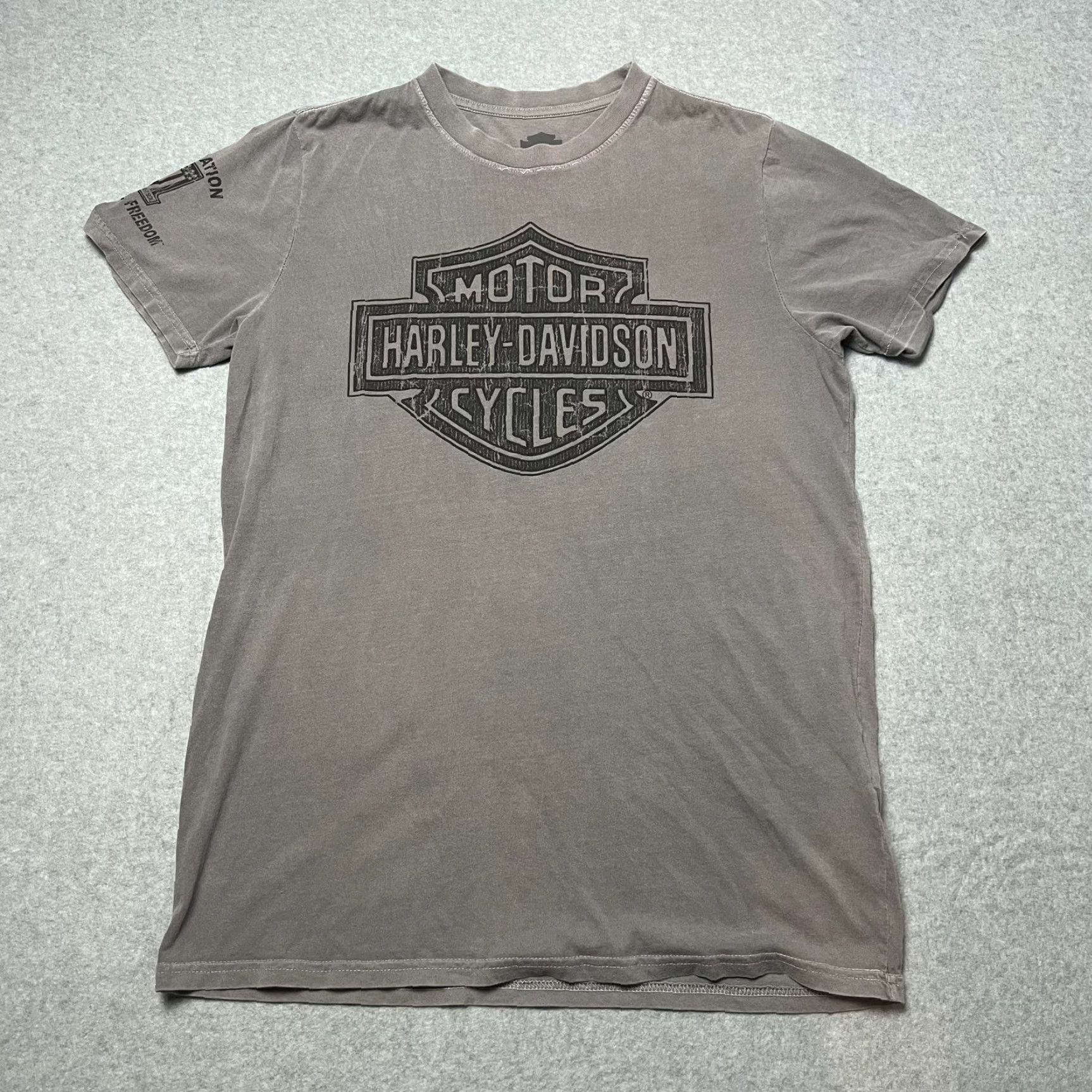 Harley Davidson Harley-Davidson Shirt Mens Medium Gray Wounded Warrior Project Operation Freedom USA Graphic Print Crew Neck Short Sleeve T-Shirt Size US M / EU 48-50 / 2 - 4 Thumbnail