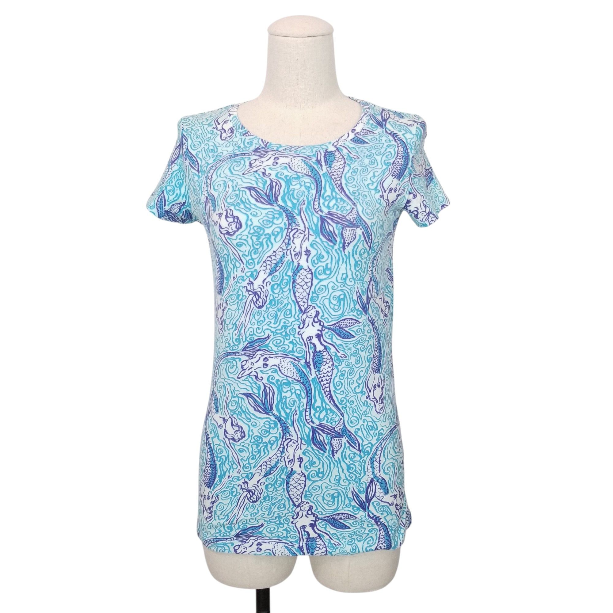 Lilly Pulitzer Short Sleeve Tee Nice Tail Mermaids Size XS / US 0-2 / IT 36-38 - 1 Thumbnail