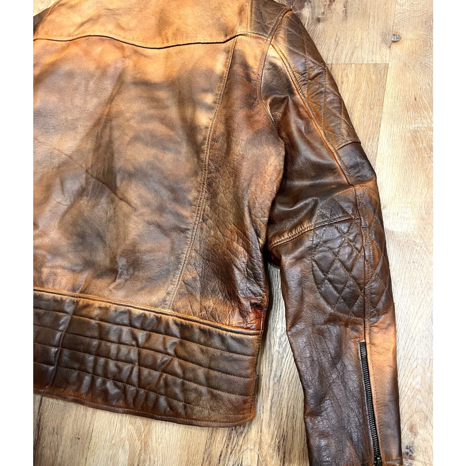 Vintage VINTAGE Patrick James James Leather Moto Jacket Brown Two-Tone 2XL EUC Jacket Mens Bomber Leather Zipper 2XL Brown Vintage Size US XXL / EU 58 / 5 - 6 Thumbnail