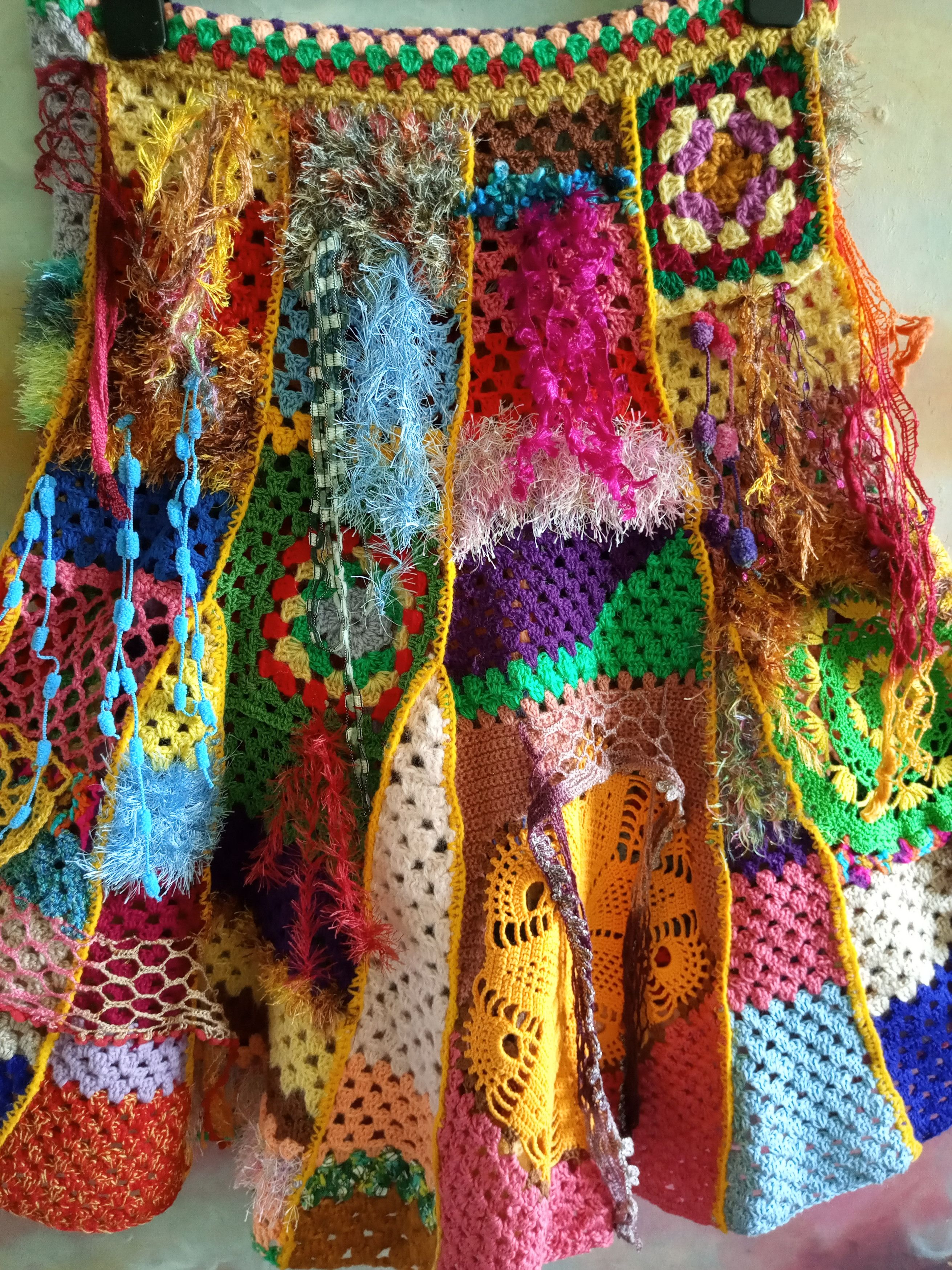 Handmade Crochet Festival colorful skirt Size 28" / US 6 / IT 42 - 7 Thumbnail