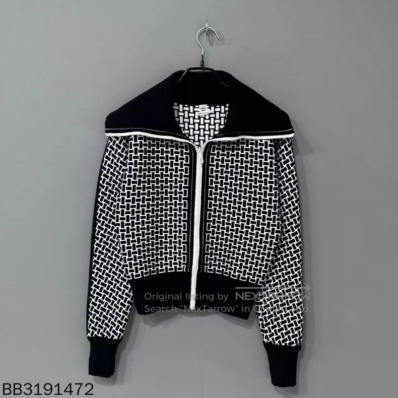 Hermes Hermes Black and White Printed Collar Zip-up Jacket Size XXS / US 00 / IT 34 - 1 Thumbnail