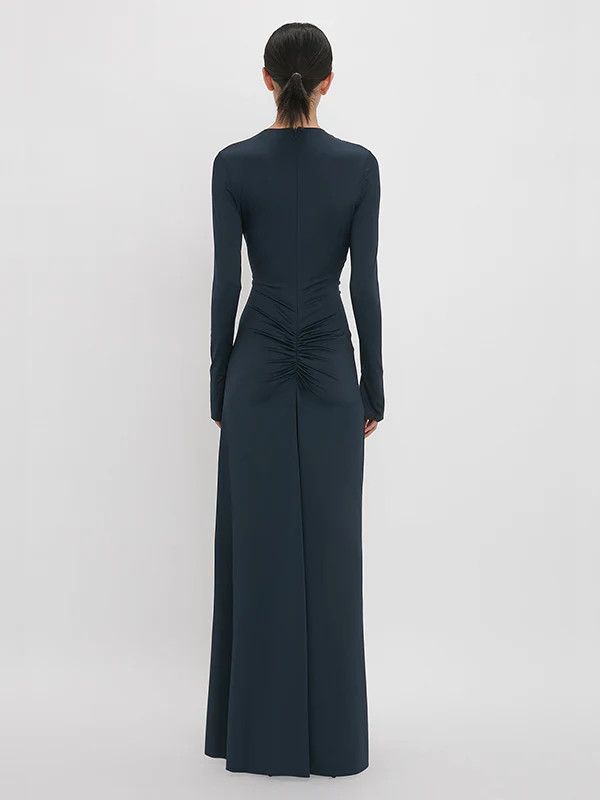 Victoria Beckham o1mle0525 Ruched Detail Gown in Midnight Blue Size M / US 6-8 / IT 42-44 - 6 Thumbnail